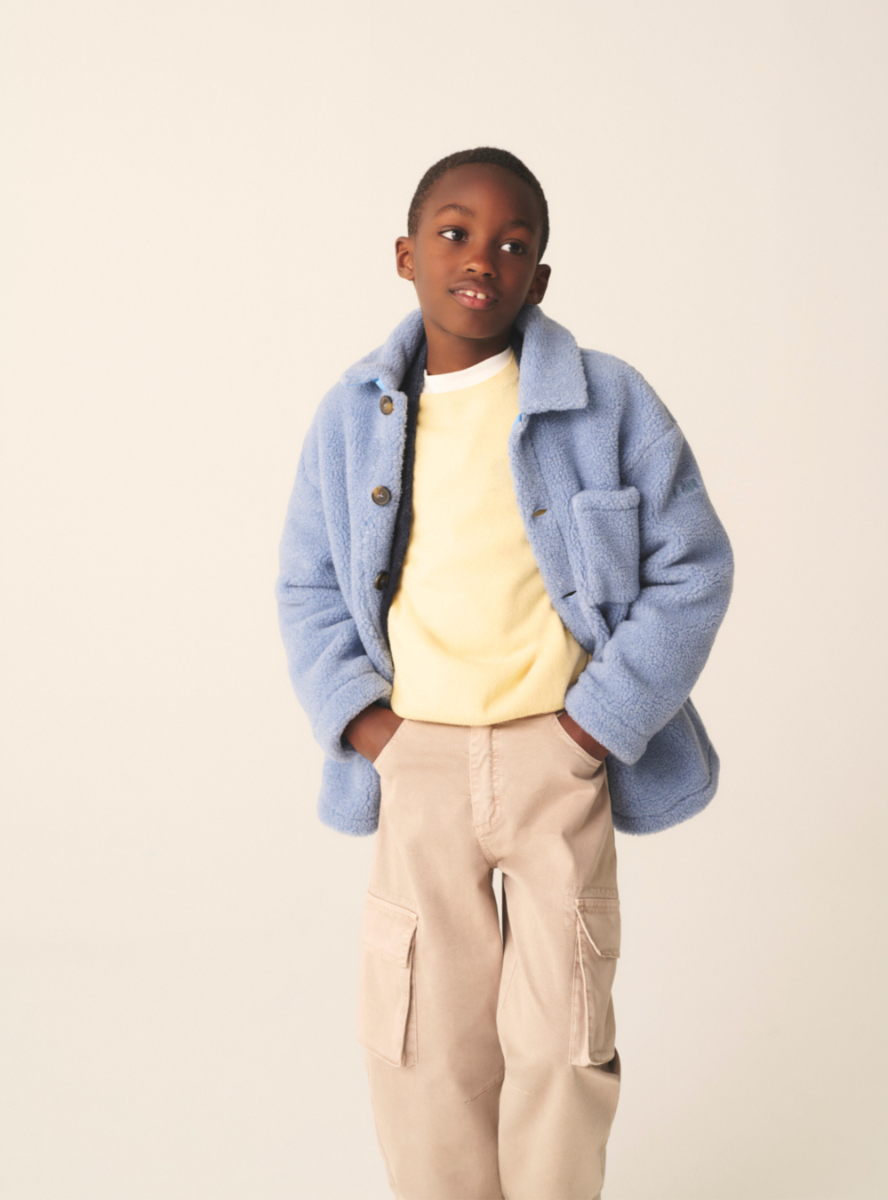 Giacca Camicia Lumberjack Baxter Hazy Blue Imbottita Pile Sherpa – Uomo E Bambino