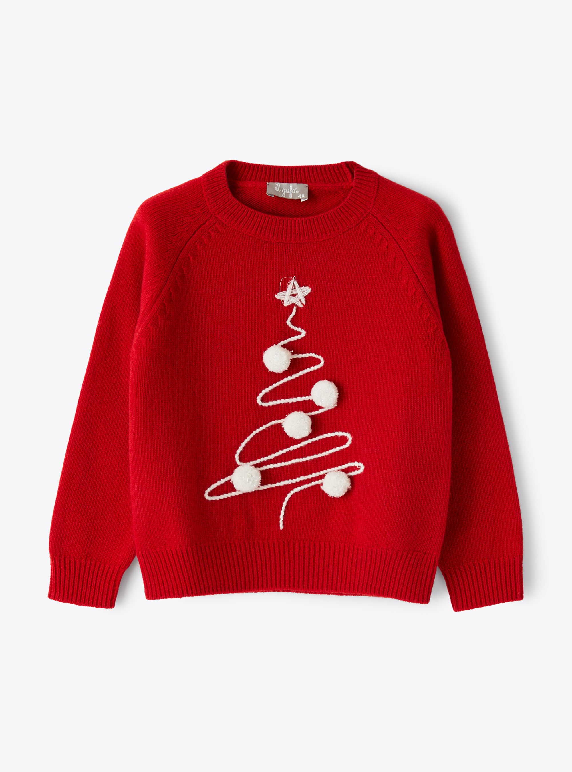 Embroidered Virgin Wool Sweater in Red - Il Gufo
