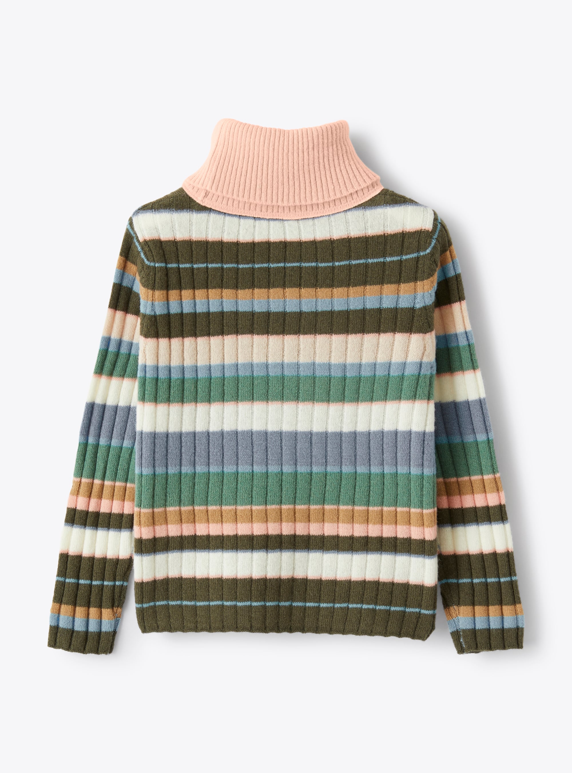 Mira Mikati 2024 Rainbow Wavy Stripe Merino Wool Turtleneck Sweater