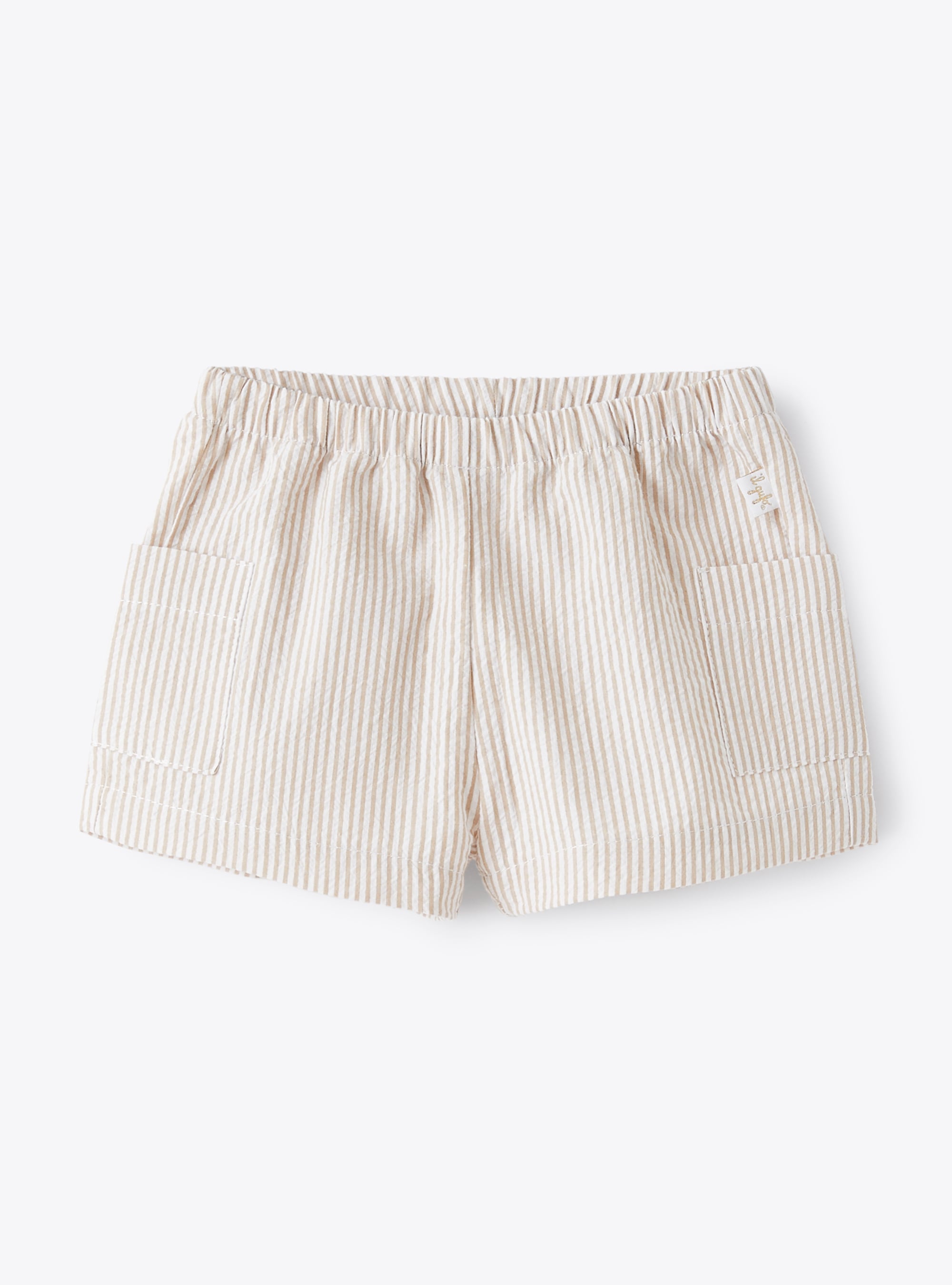 Cotton-seersucker shorts with beige stripes | Il Gufo