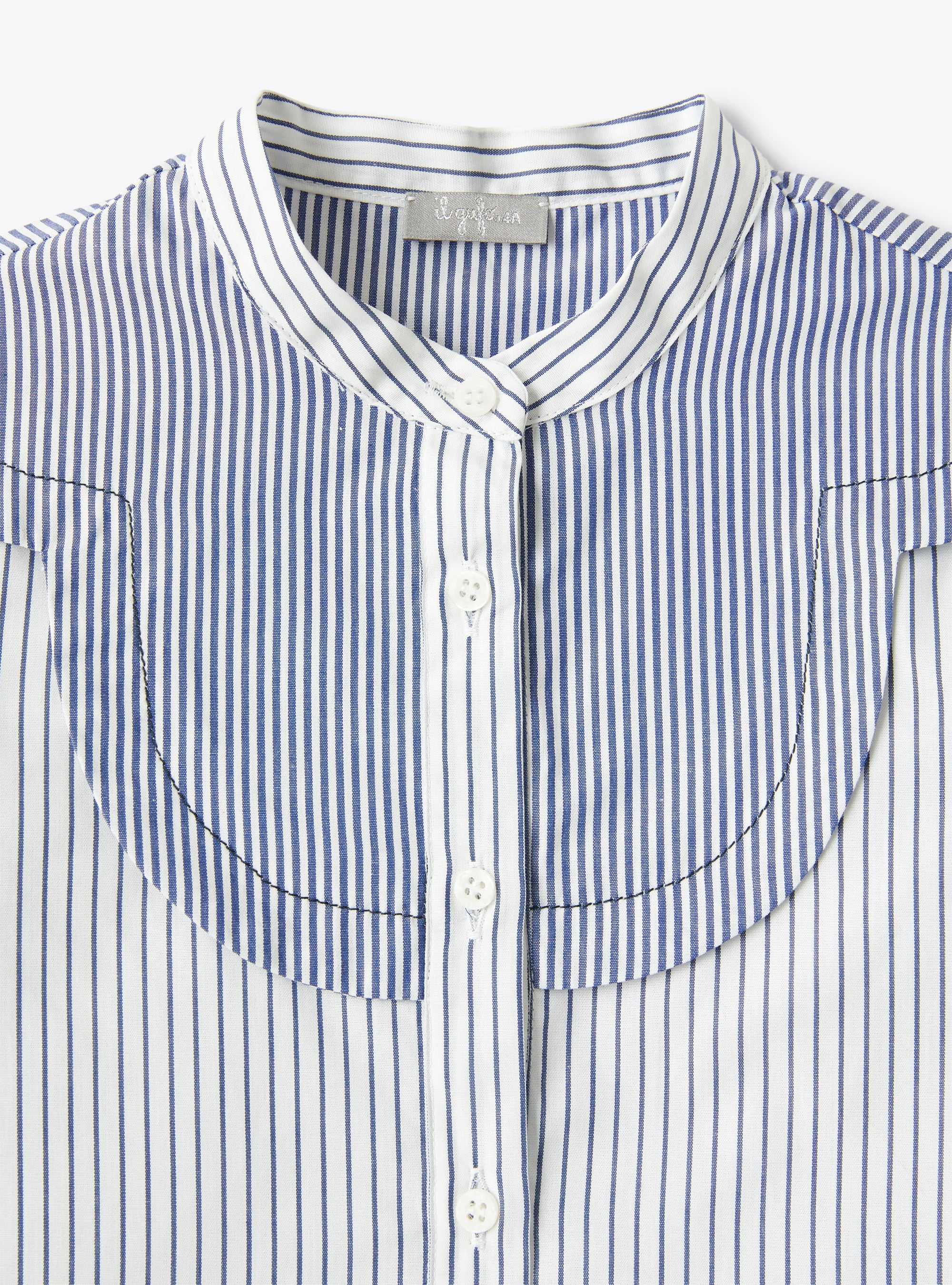 Il Gufo logo-patch linen shirt - Blue