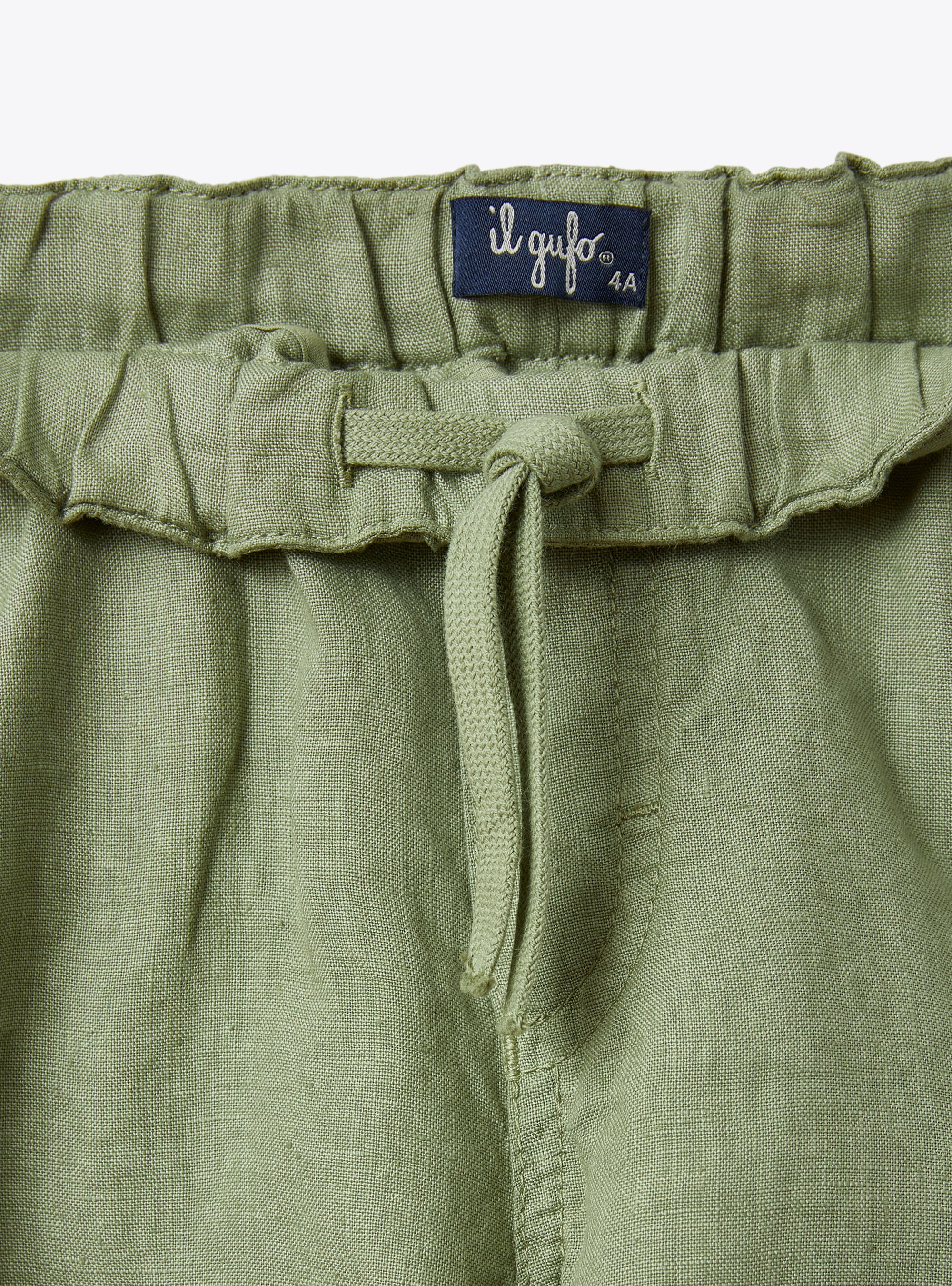 Il Gufo tonal-design linen short set - Green