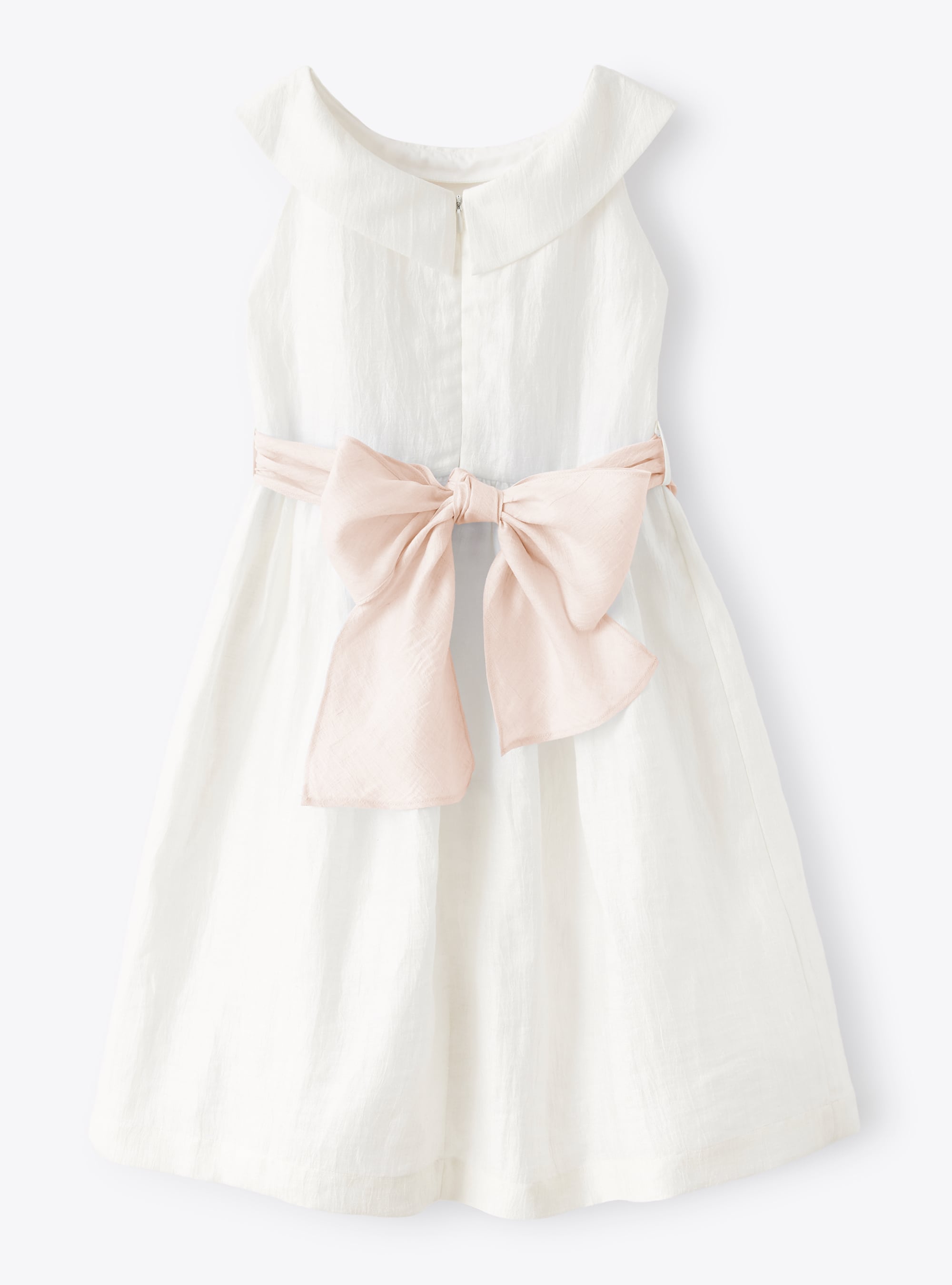 fresh evaporation pink Dress in linen shantung with pink belt | Il Gufo