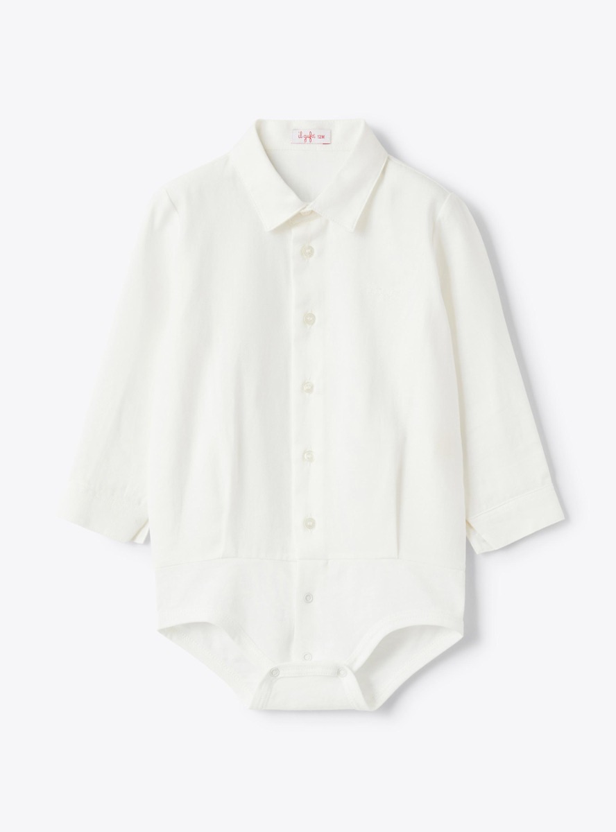 Body Chemisier Pour Garçon IL GUFO - Blanc En Coton 100%, Neuf Avec étiquettes, Style Casual