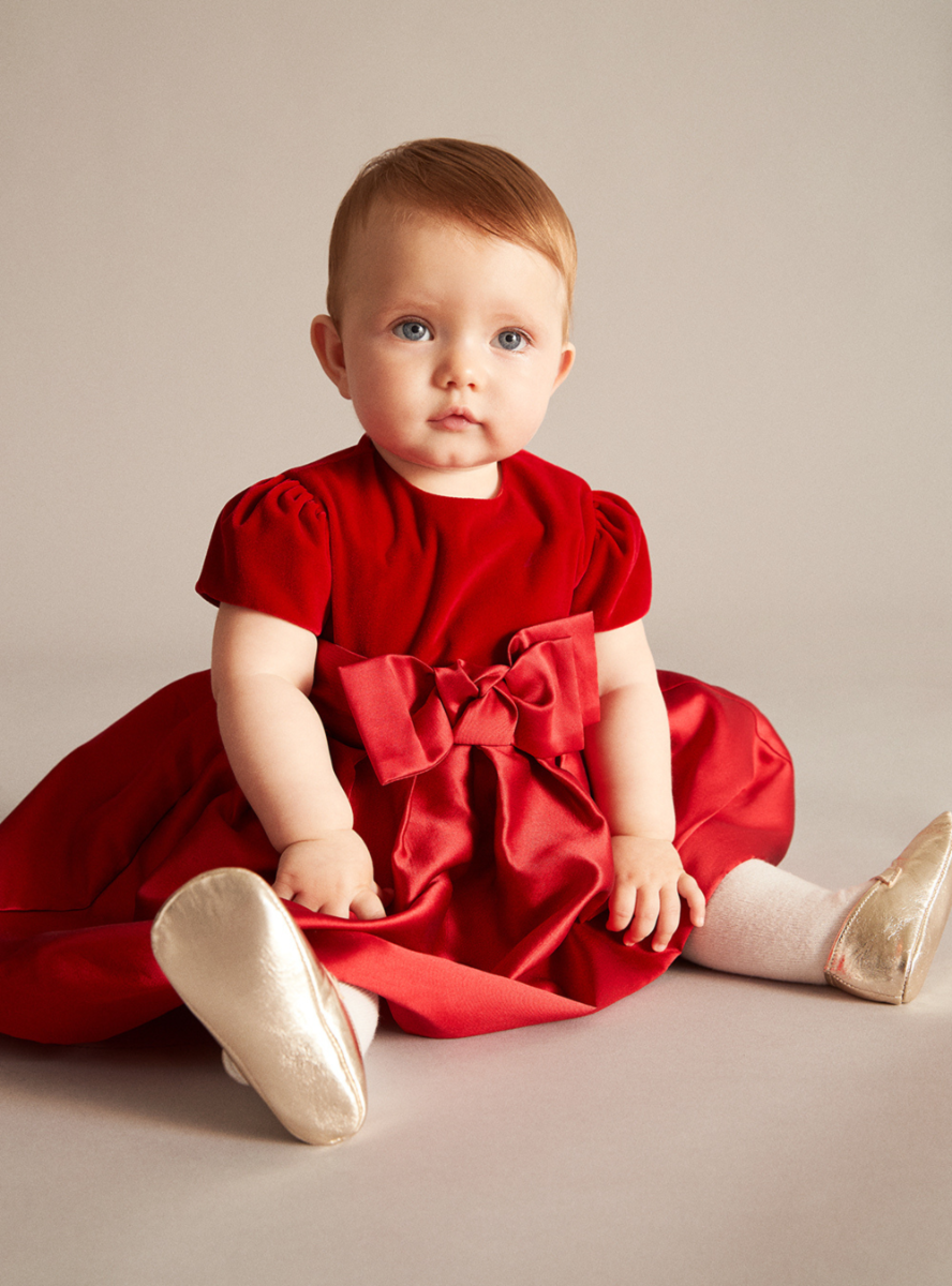 Dress in poppy red with bow embellishment | Il Gufo