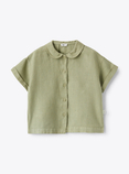 Shirt in sage-green garment-dyed linen