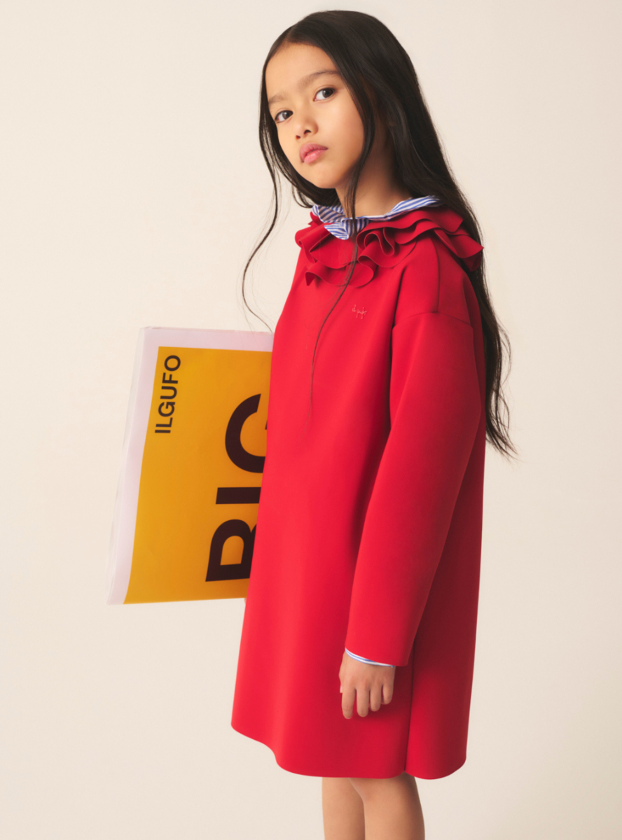 Dress in Sensitive® Fabrics with ruffles - Dresses - Il Gufo