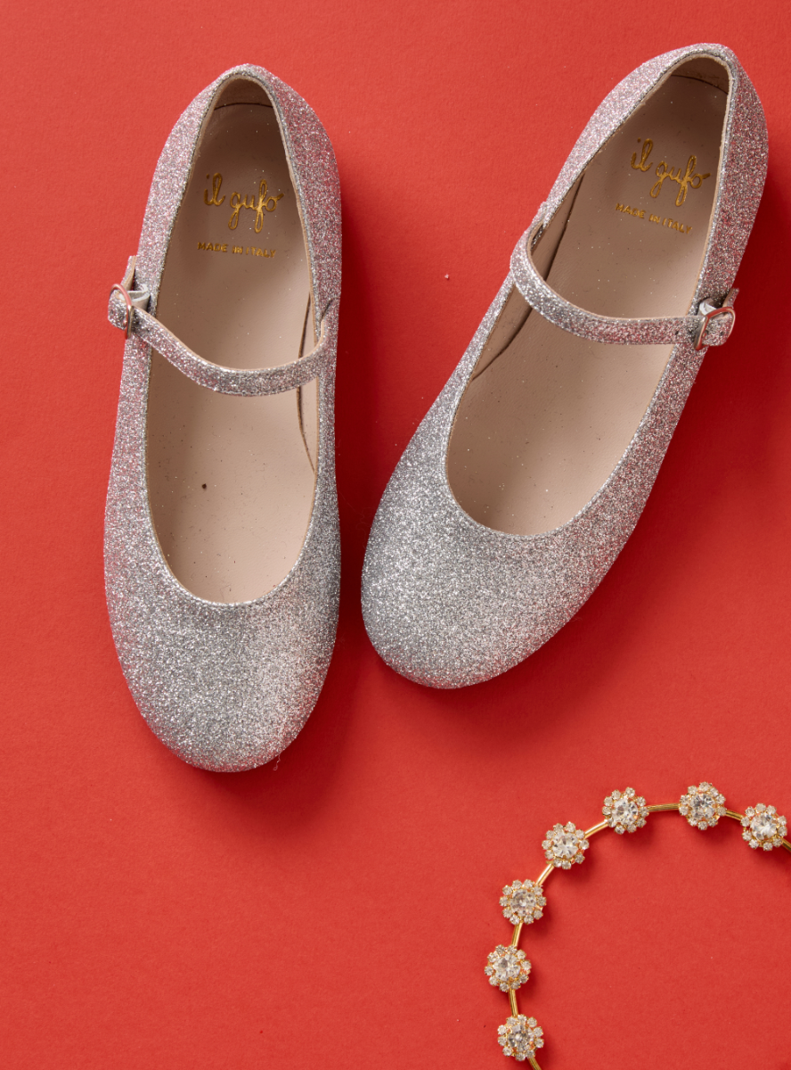 Glitter ballet flats with strap - Shoes - Il Gufo