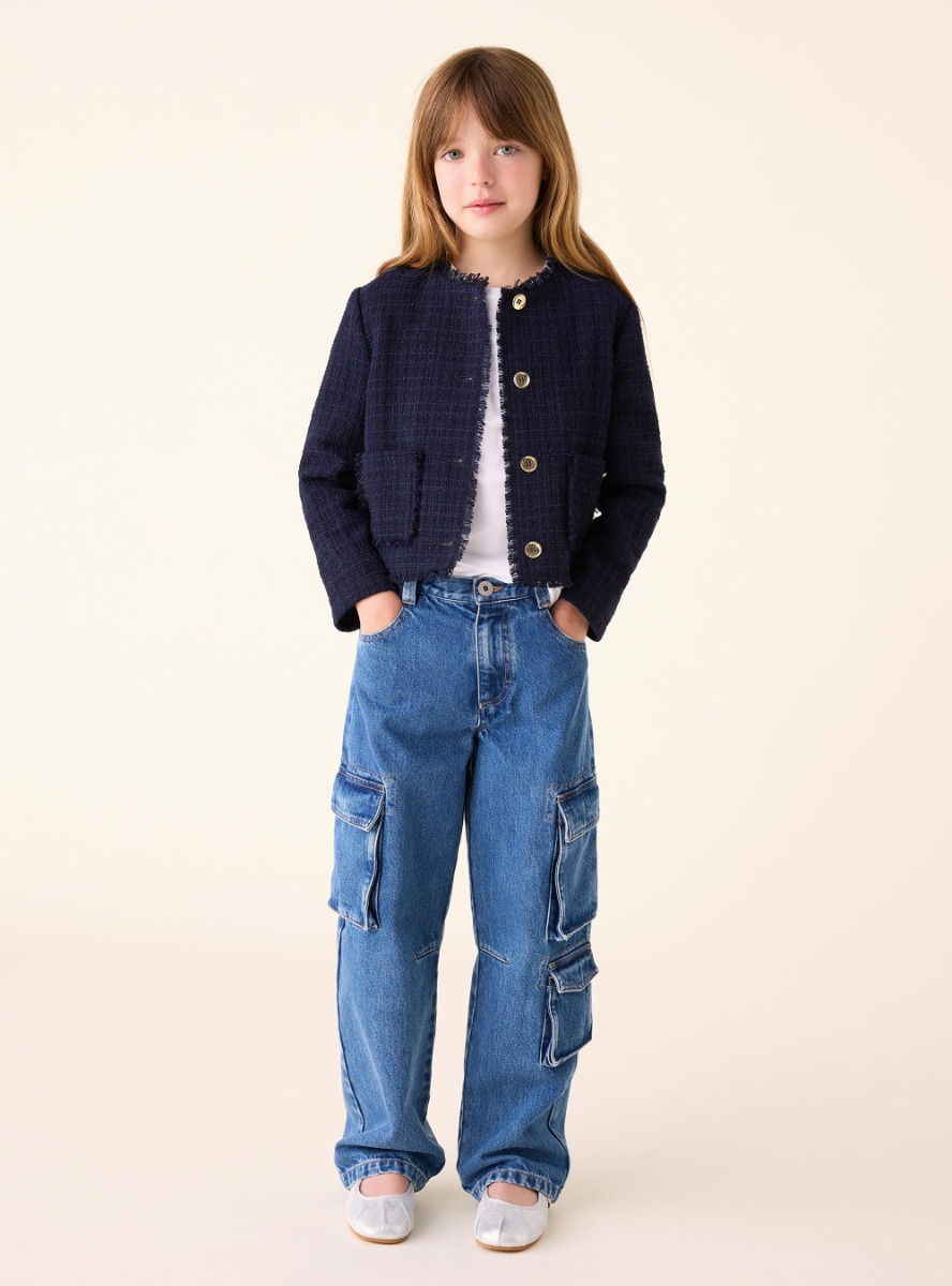 Cargo jeans with oversized pockets - Blue | Il Gufo