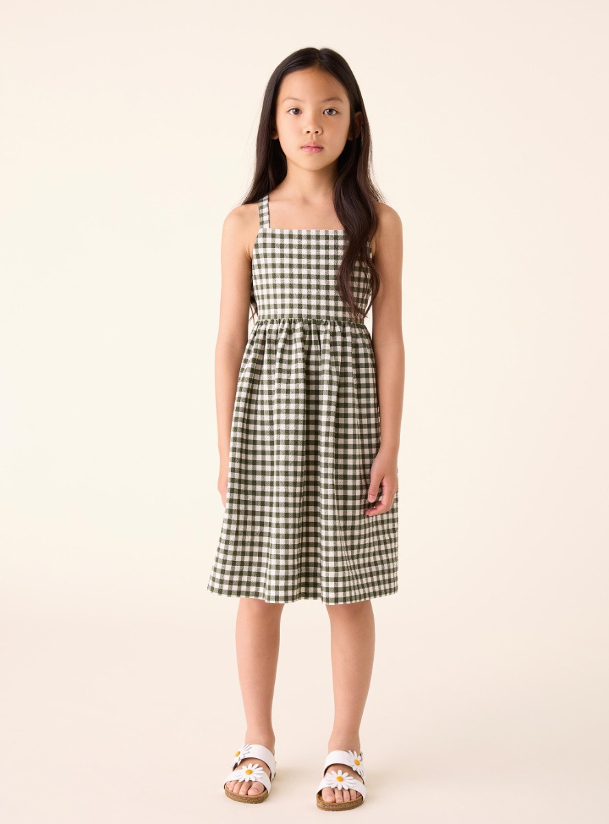 Dress in seersucker fabric with a checkered pattern - Dresses - Il Gufo