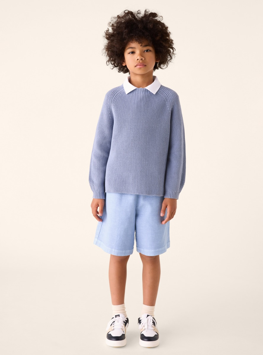 Canvas bermuda shorts - Light blue | Il Gufo