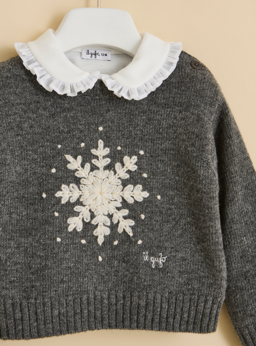 Wool sweater with snowflake design - Sweaters - Il Gufo