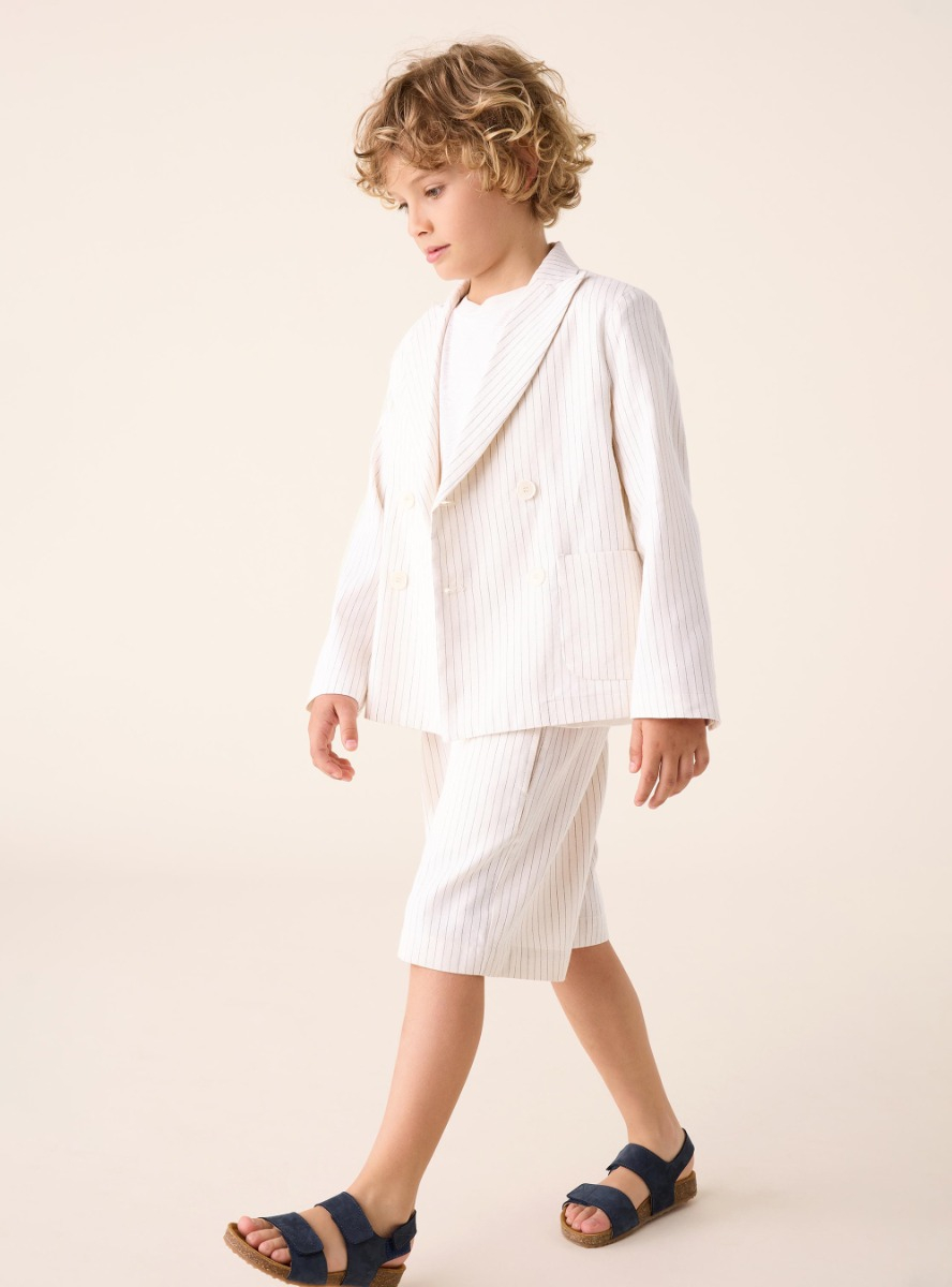 Regular-fit pinstriped cotton blazer - White | Il Gufo