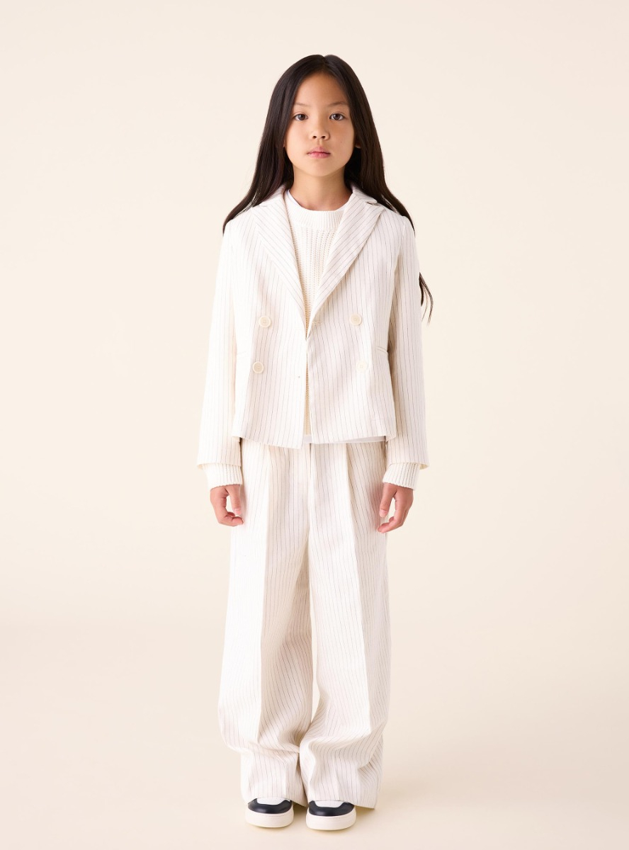 Striped cotton pants with a straight leg cut - White | Il Gufo