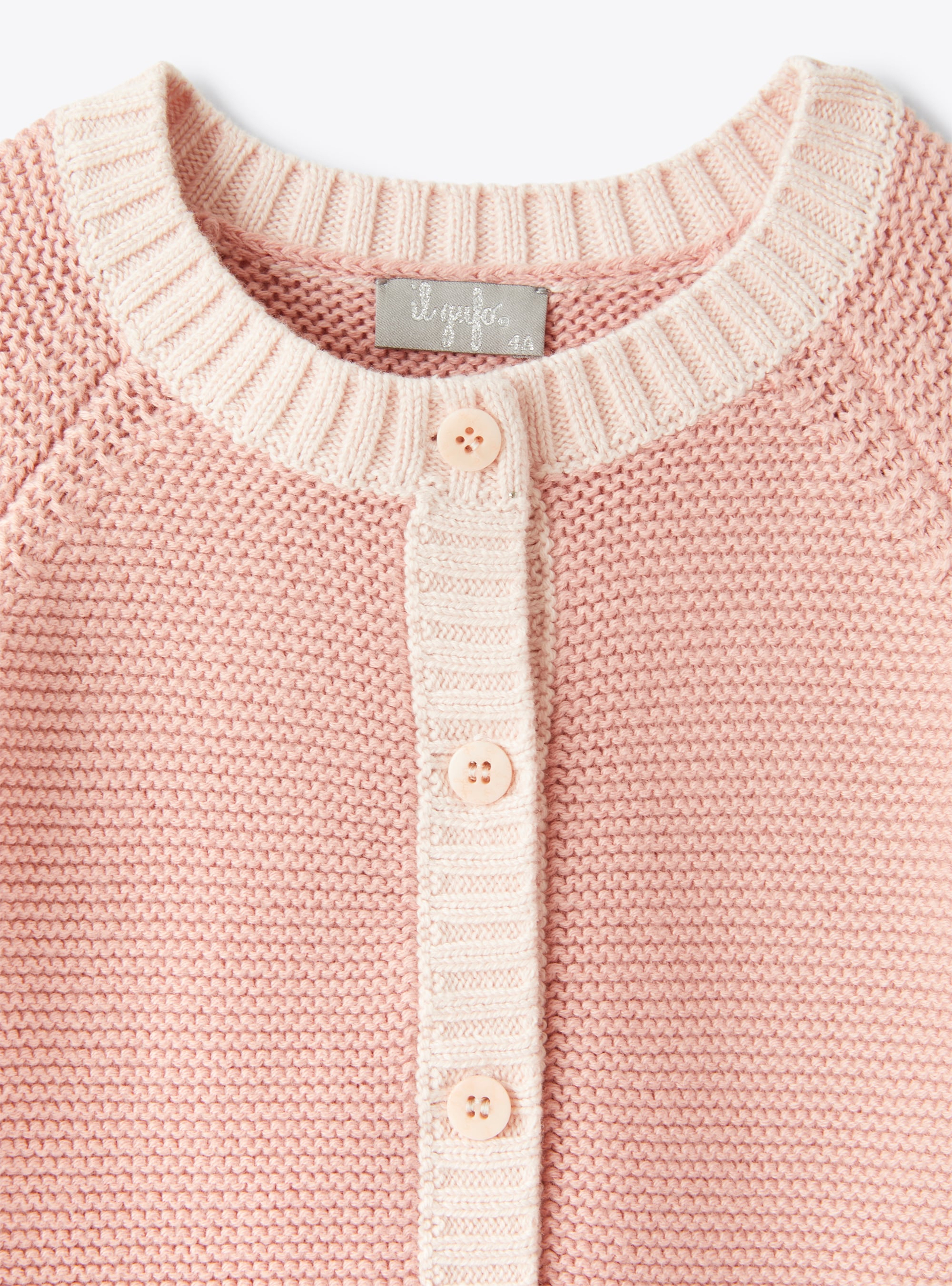 Colour-block cardigan in cotton - Pink | Il Gufo