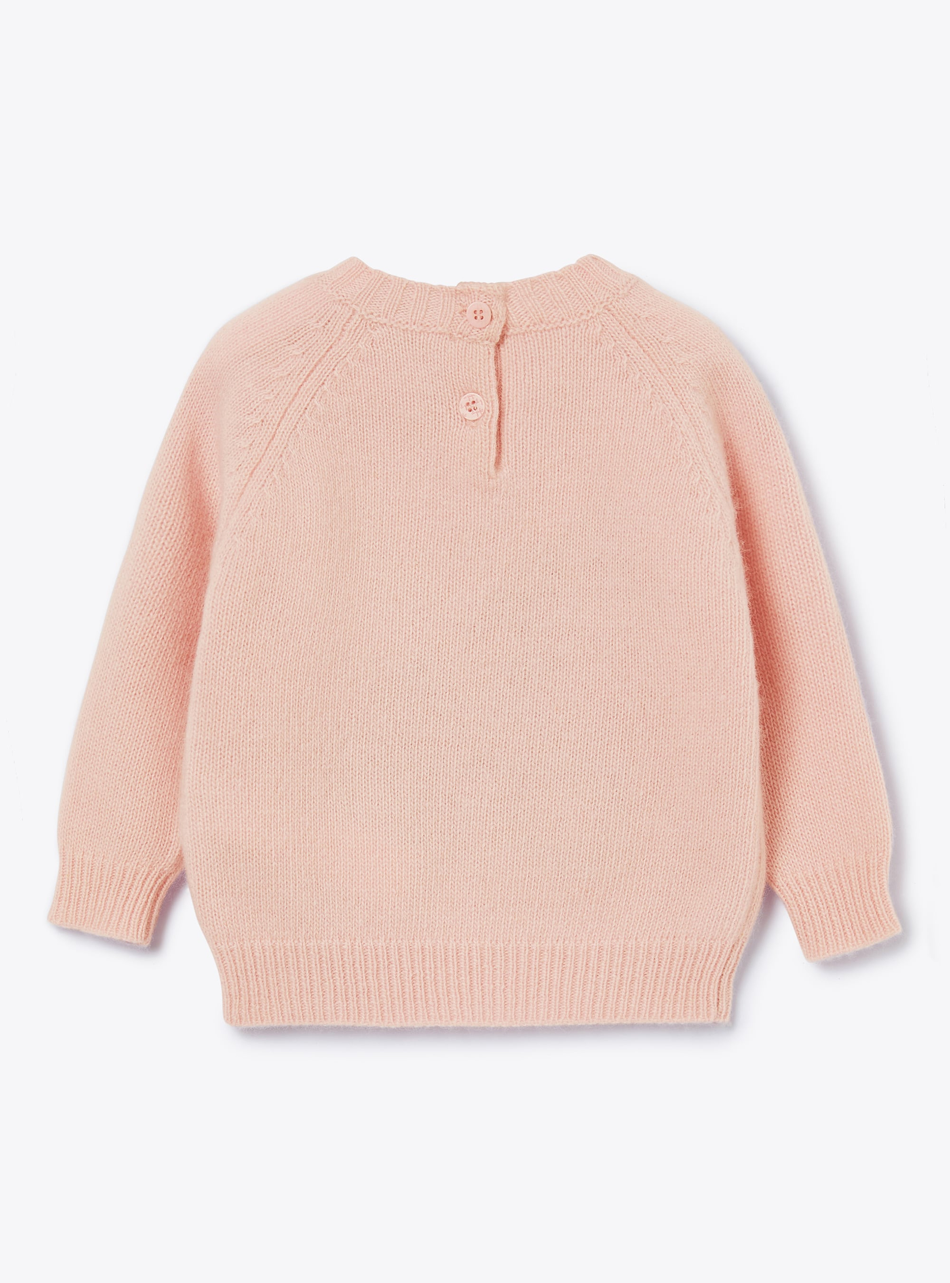 Pink wool sweater with teddy bear - Sweaters - Il Gufo