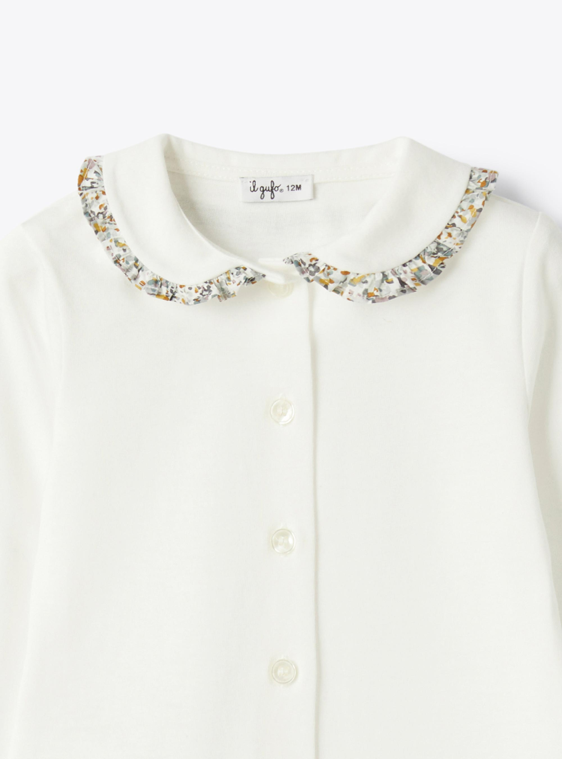 Camicia in jersey e Liberty Fabric - Bianco | Il Gufo