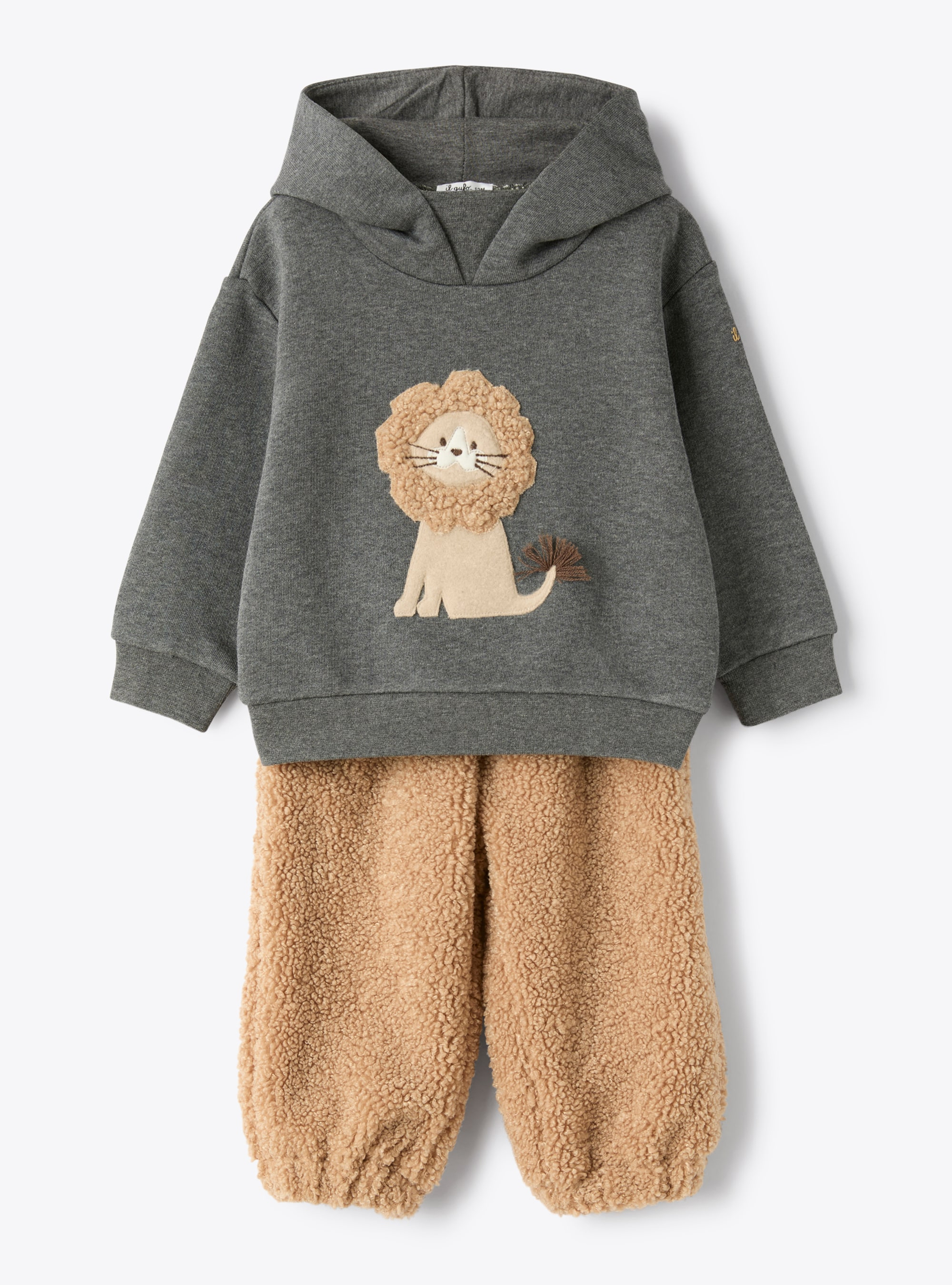 Fleece and curly fabric set - Black | Il Gufo