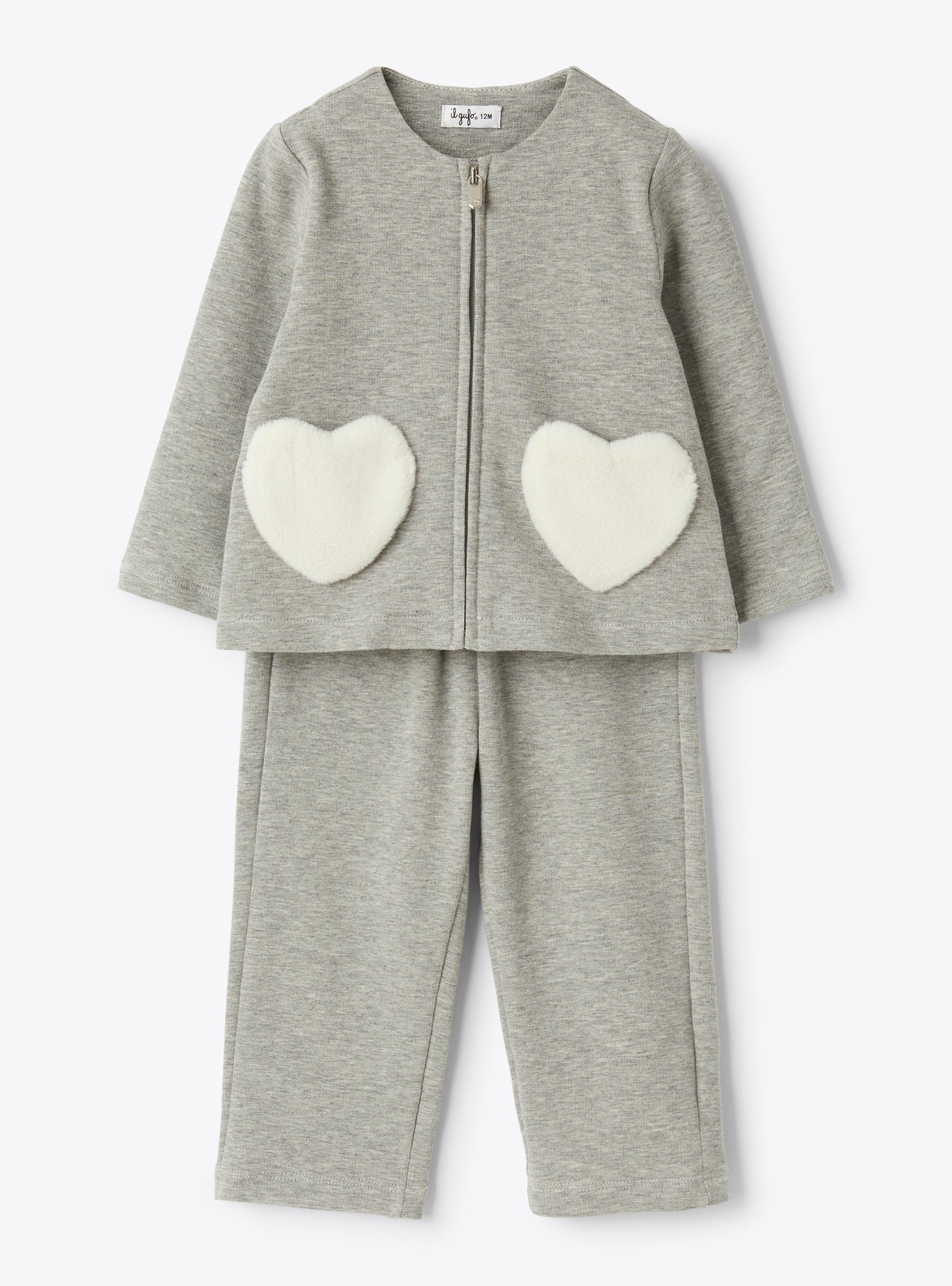 Stretch cotton fleece set with appliqué - Two-piece sets - Il Gufo