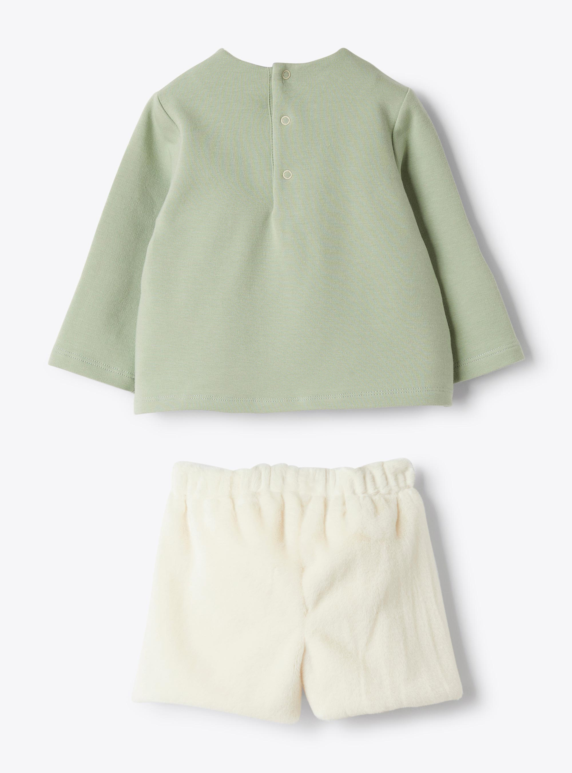 Stretch cotton fleece and eco-fur set - Two-piece sets - Il Gufo