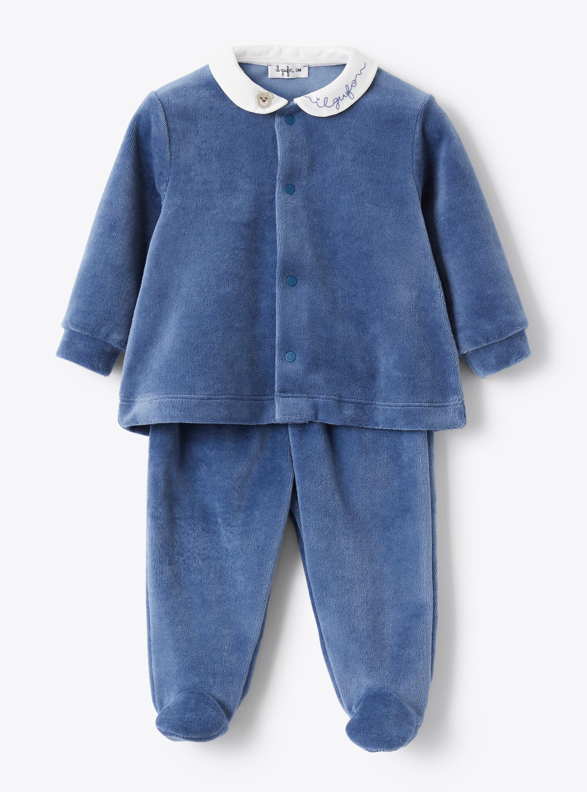 Ensemble deux pièces en chenille - Bleu | Il Gufo