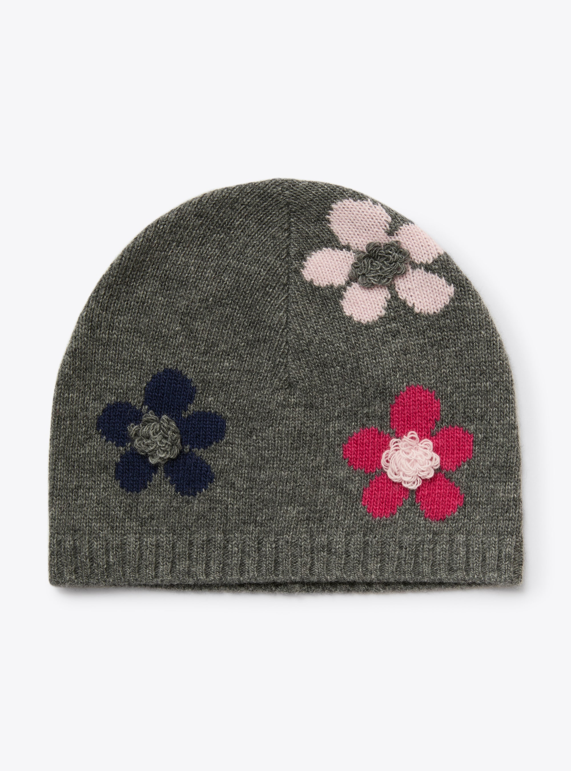 Cappello in lana con fiori - Grigio | Il Gufo