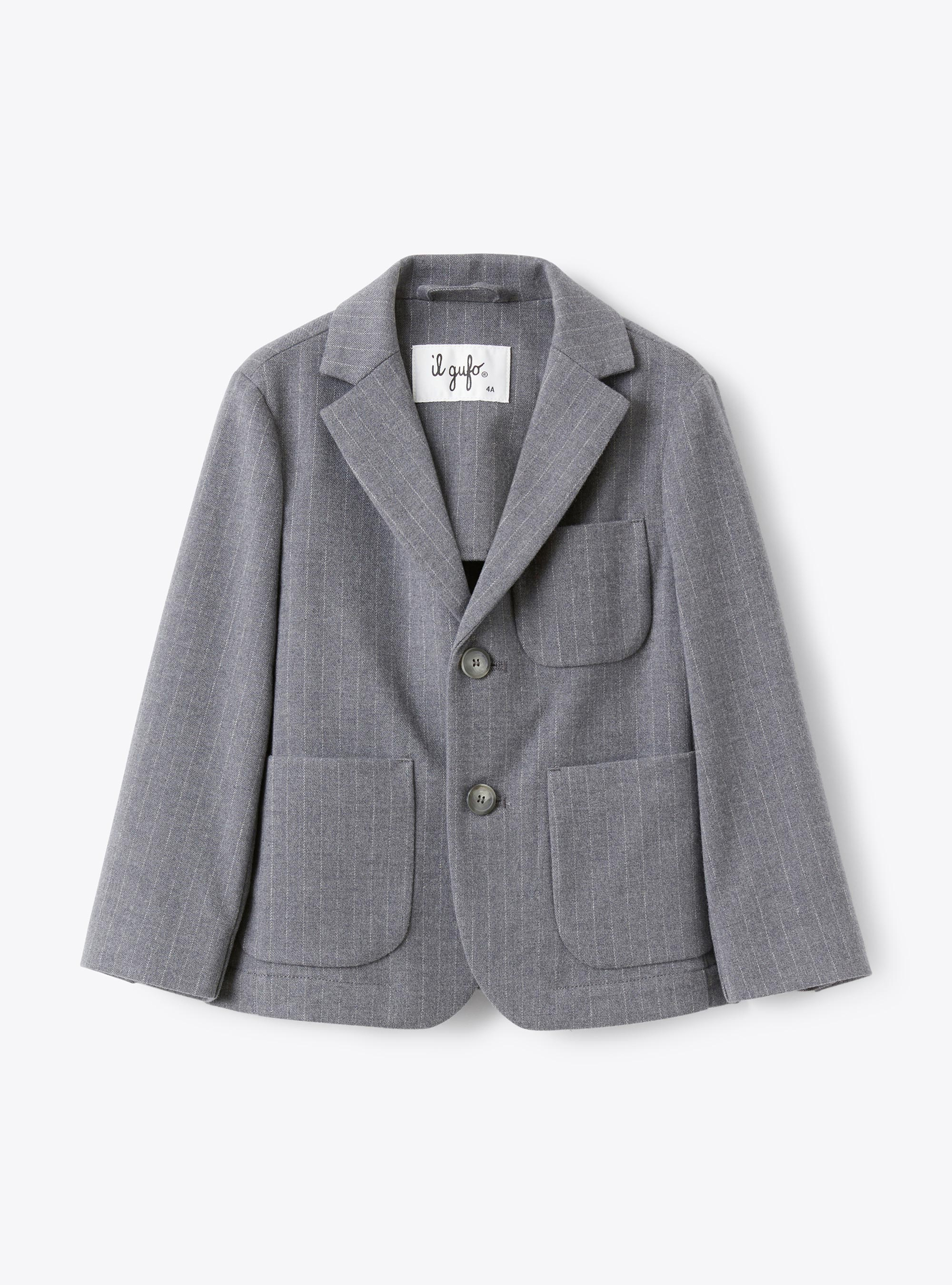 Pinstripe techno-wool blazer - Grey | Il Gufo