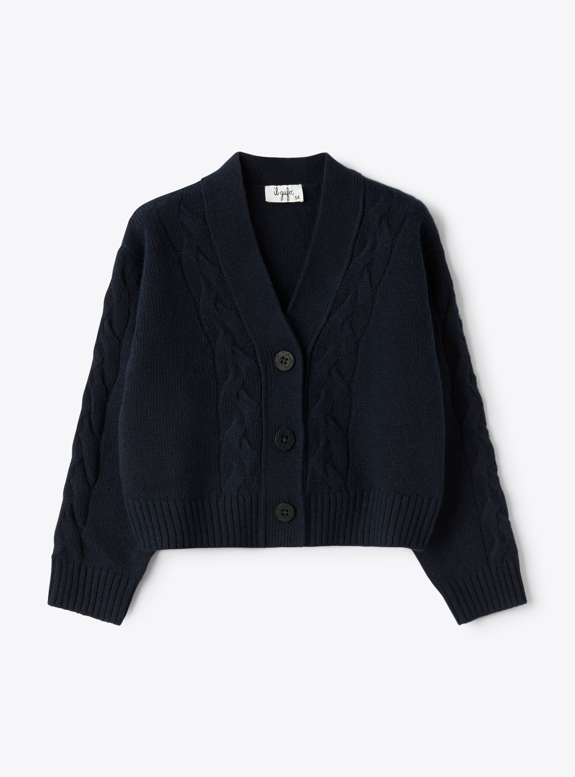 Wool cardigan with cables - Sweaters - Il Gufo