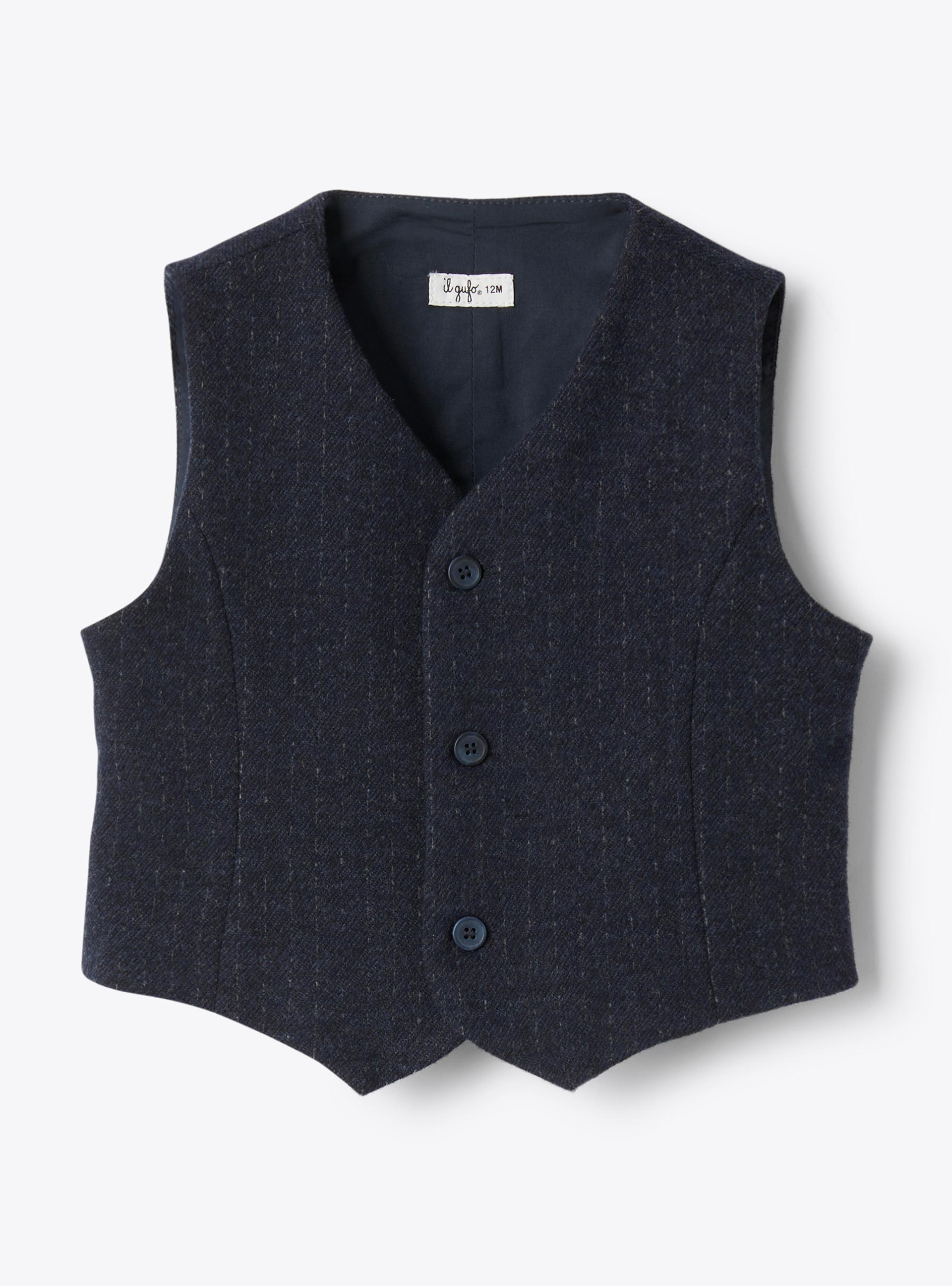 Vest in sweat fabric with pinstripe pattern - Blue | Il Gufo