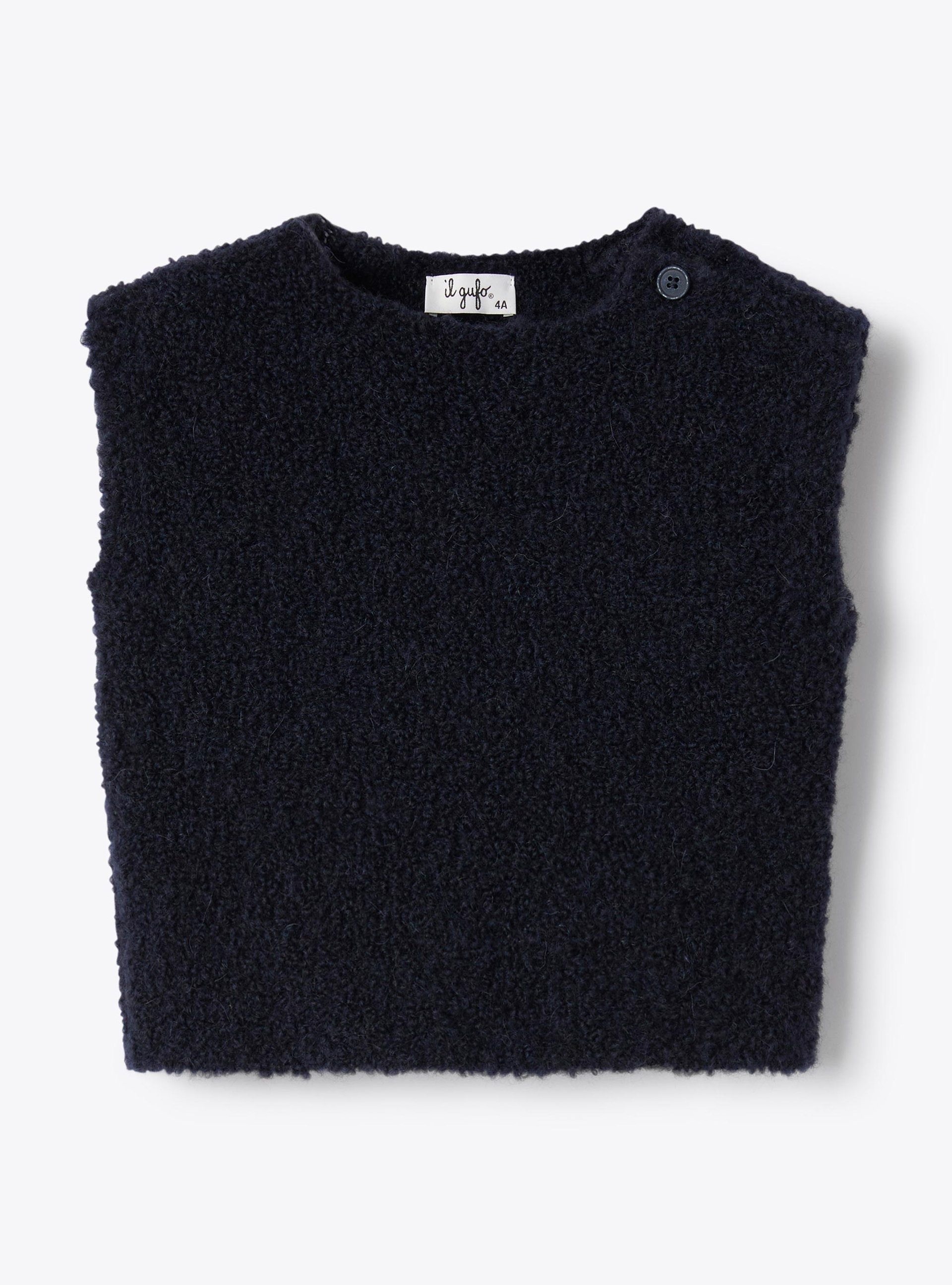 Boxy bouclé vest - Blue | Il Gufo
