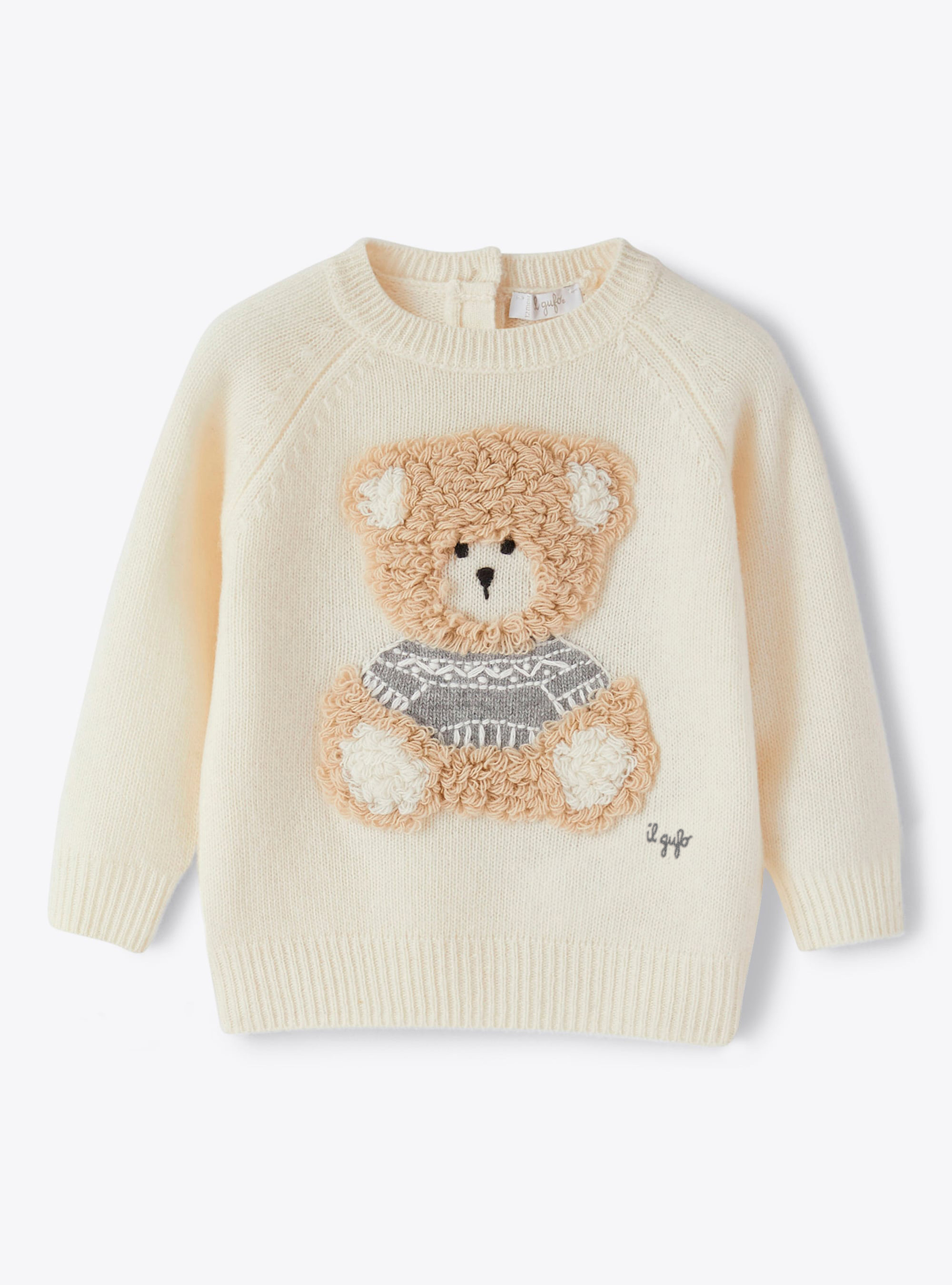 Pull en laine avec broderie d'ours - Pulls - Il Gufo