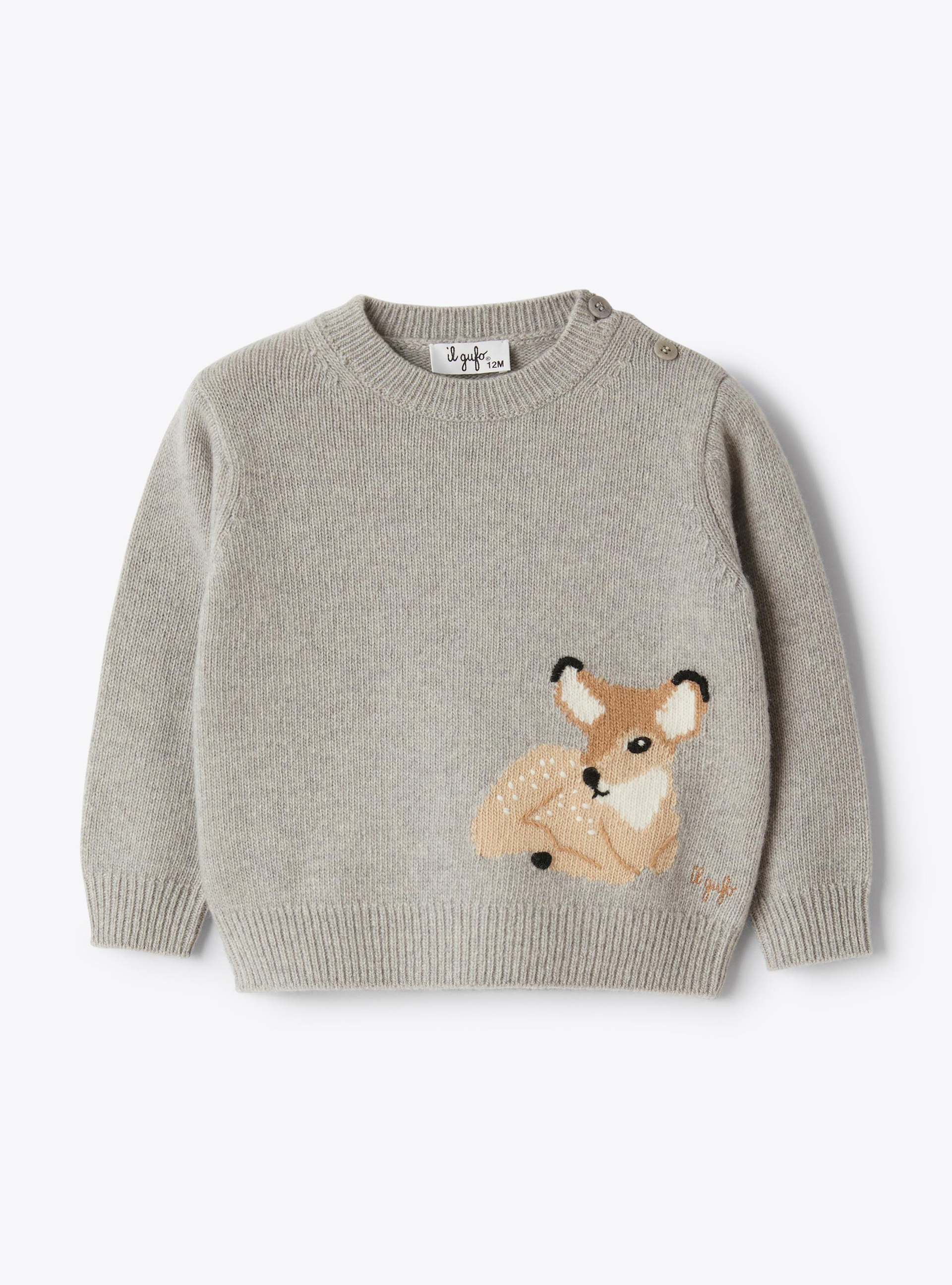 Wool sweater with embroidery - Sweaters - Il Gufo