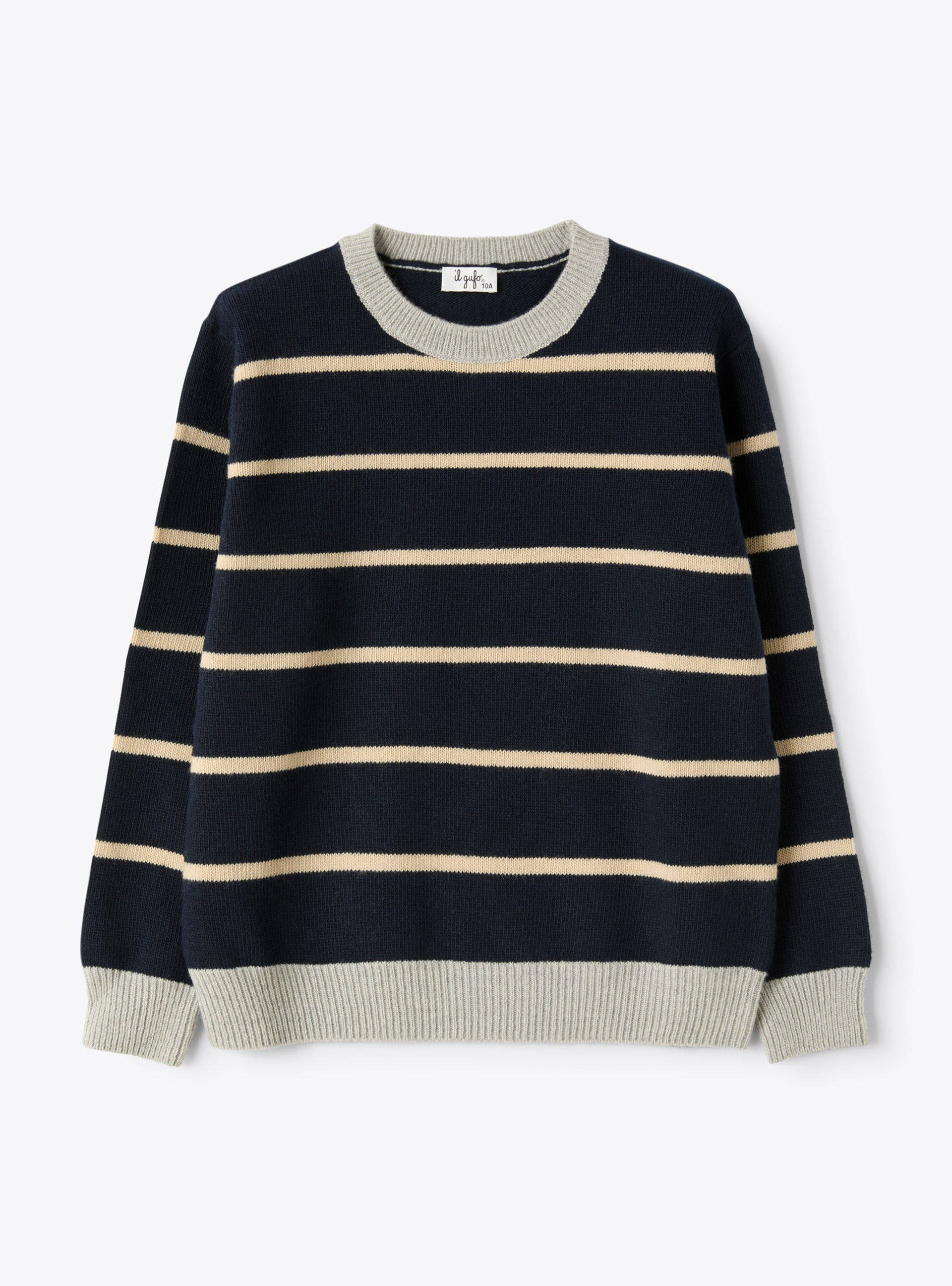 Wool sweater with a striped pattern - Blue | Il Gufo