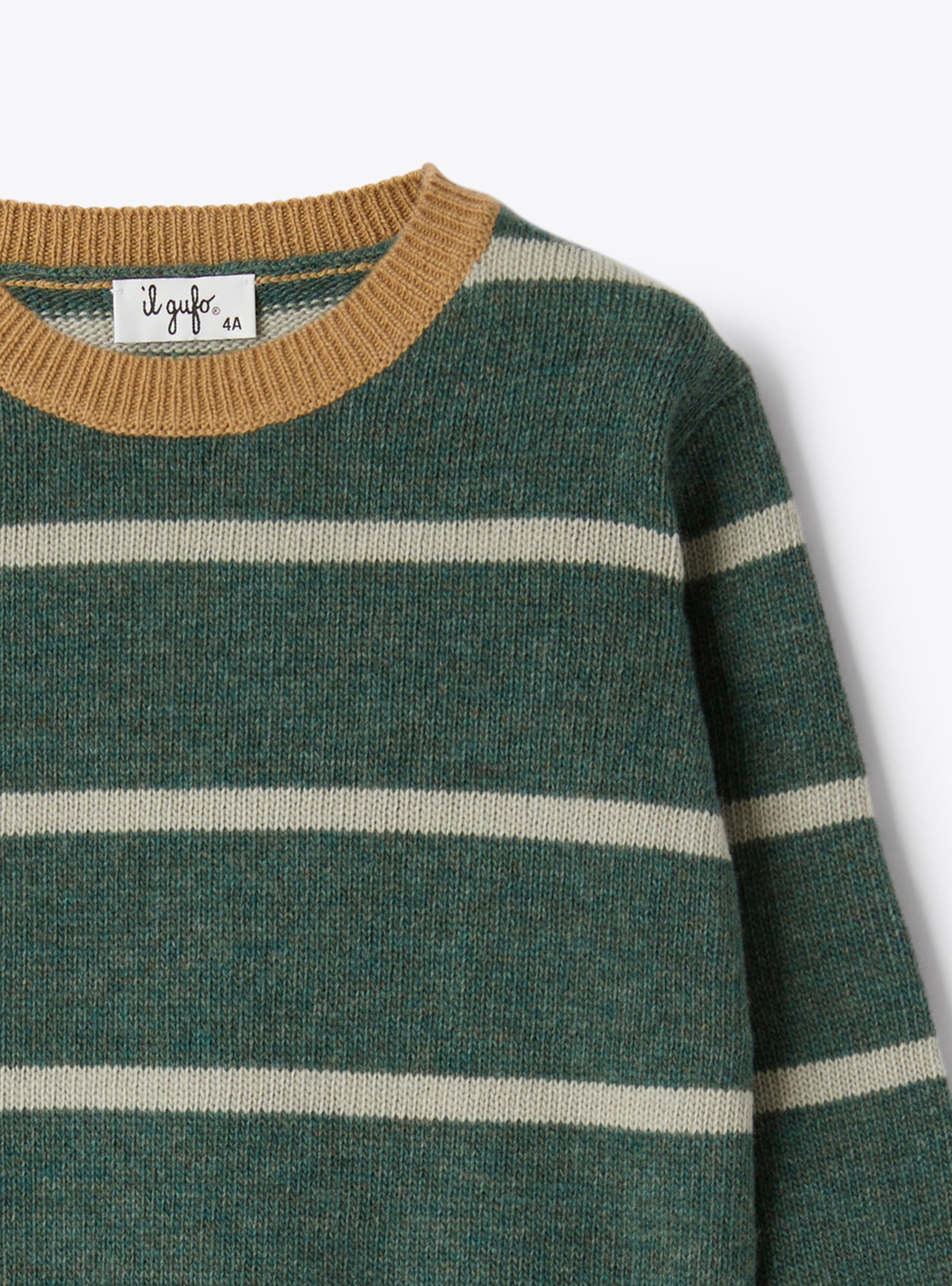 Wool sweater with a striped pattern - Green | Il Gufo