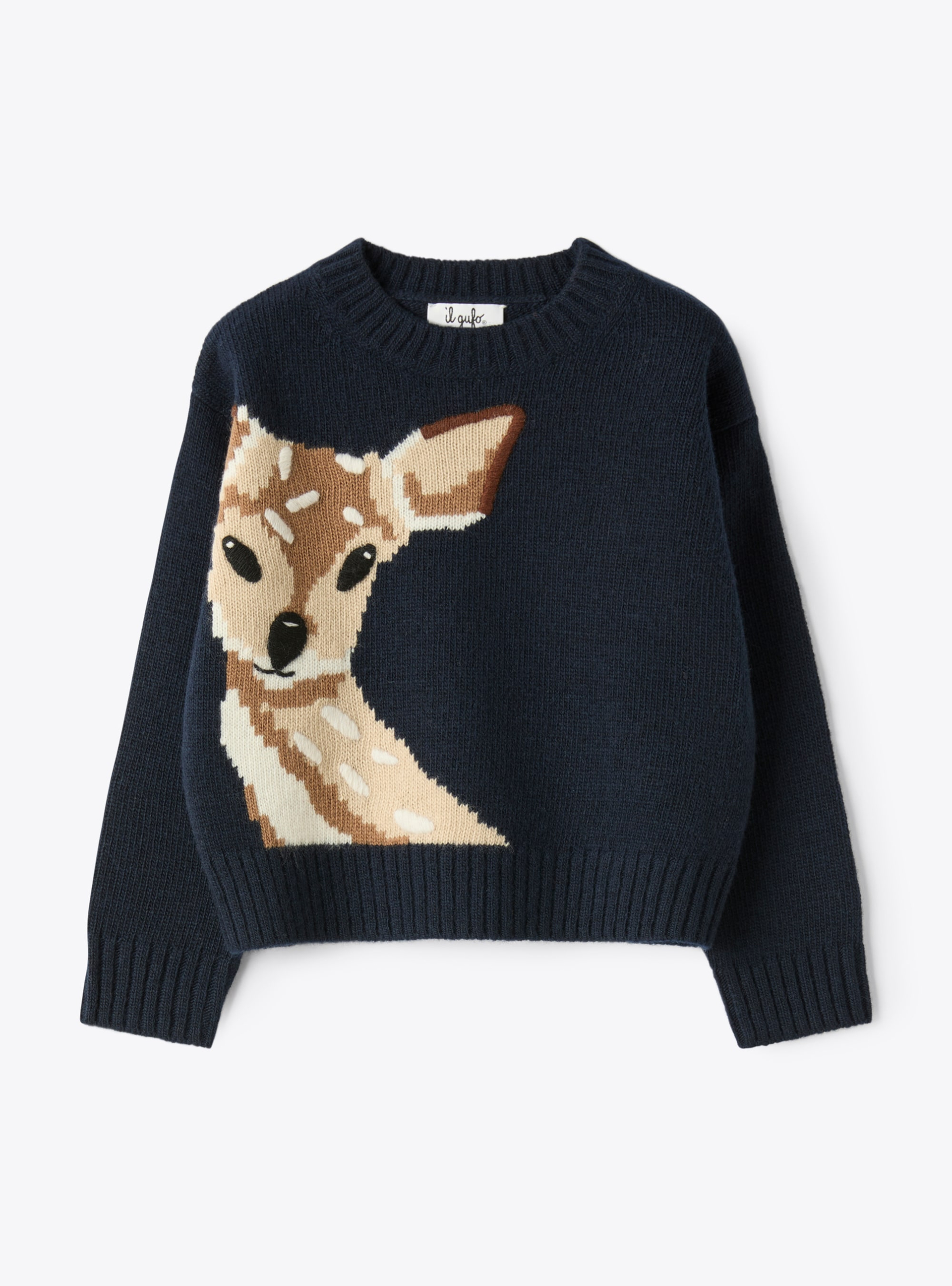 Wool sweater with fawn - Sweaters - Il Gufo