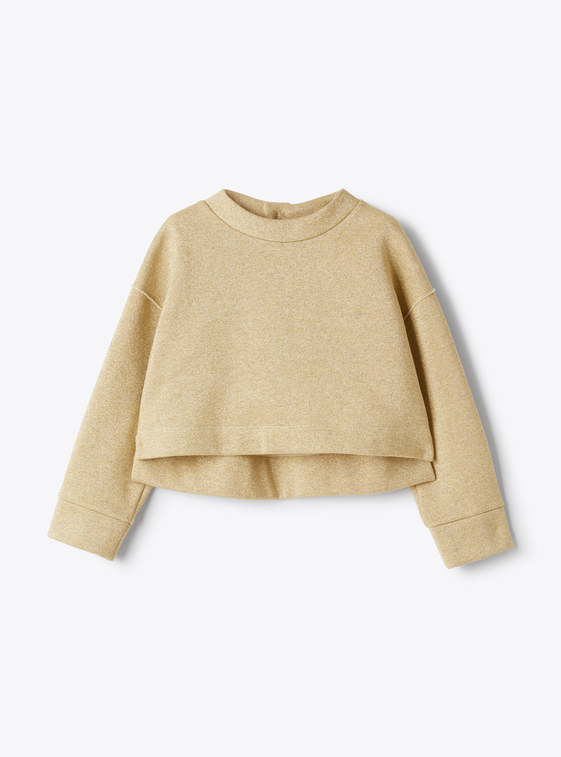 Cropped-Sweatshirt aus Baumwollmix und Lurex - Sweatshirts - Il Gufo
