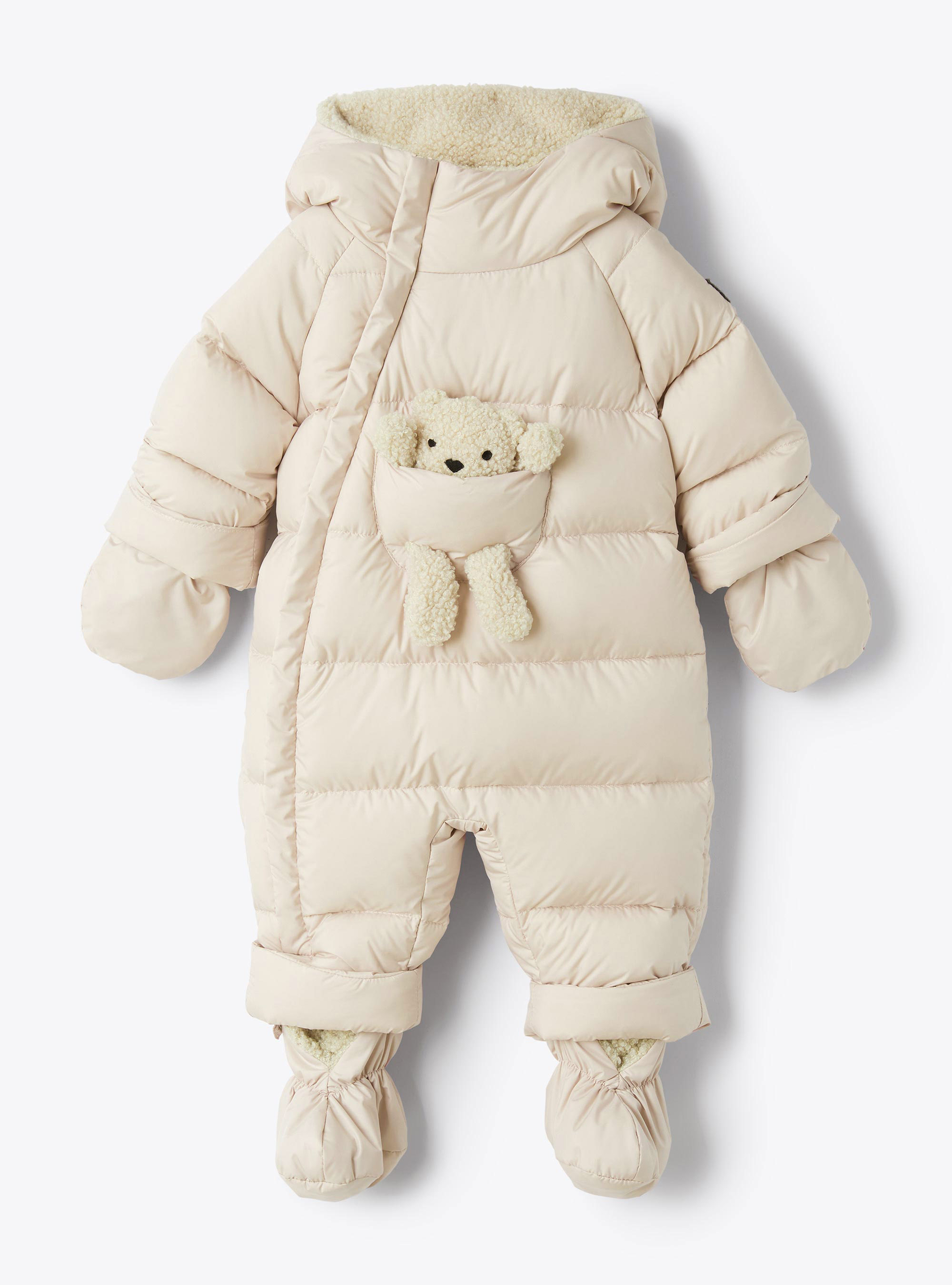 Combinaison en duvet avec ourson - Beige | Il Gufo
