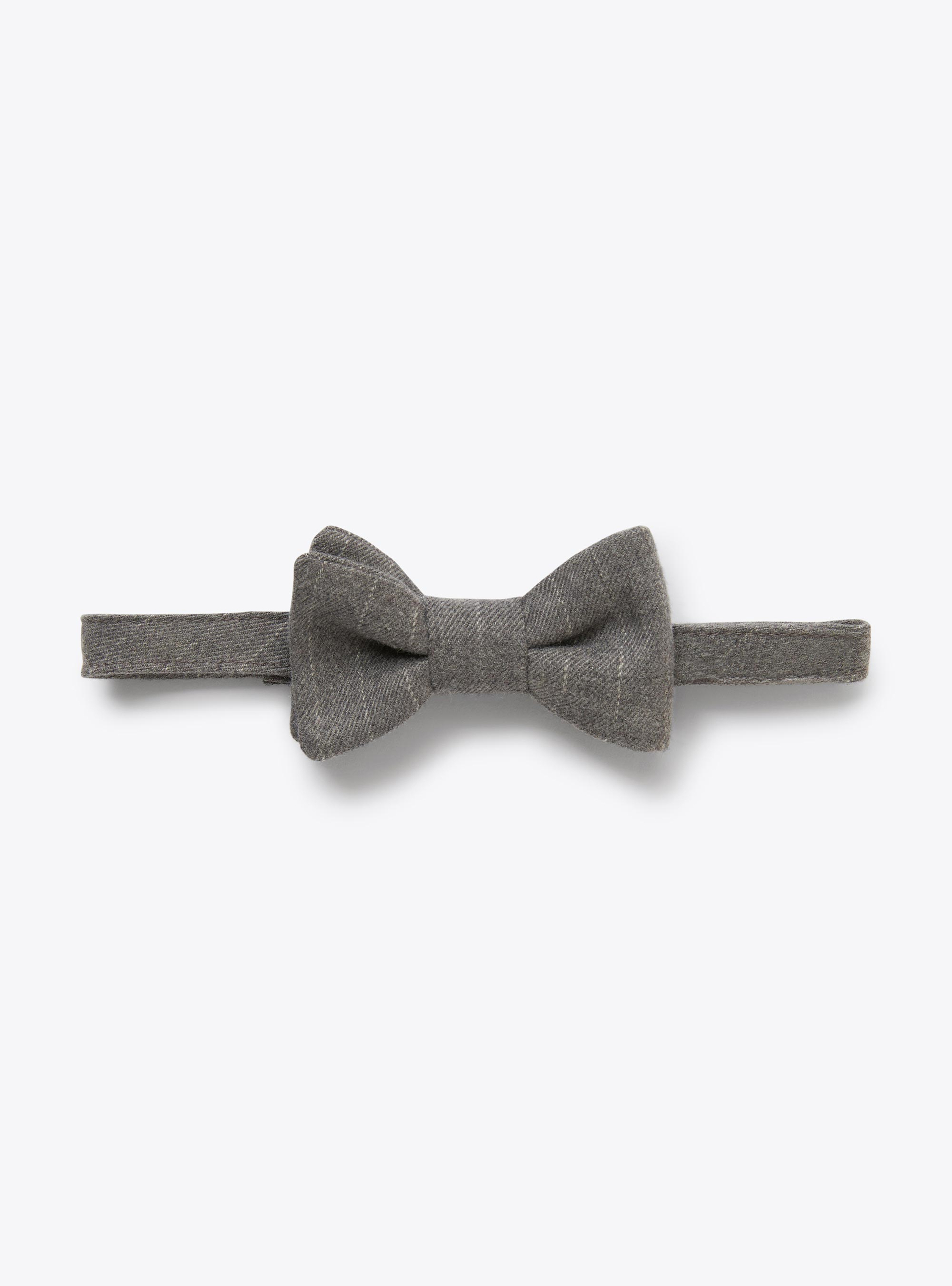 Pinstriped techno-wool bow tie - Grey | Il Gufo