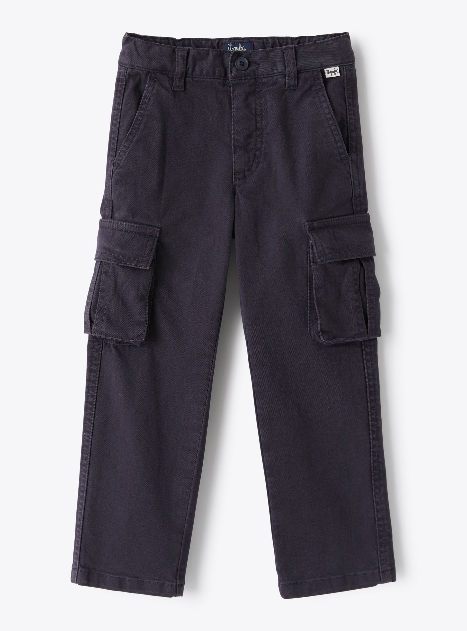 Cargo pants in stretch cotton gabardine - Blue | Il Gufo