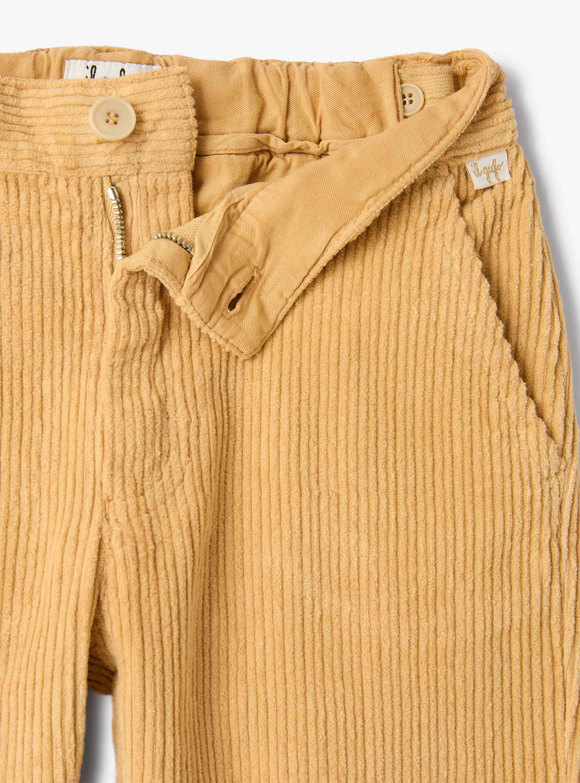 Cotton corduroy trousers with ribbing - Orange | Il Gufo