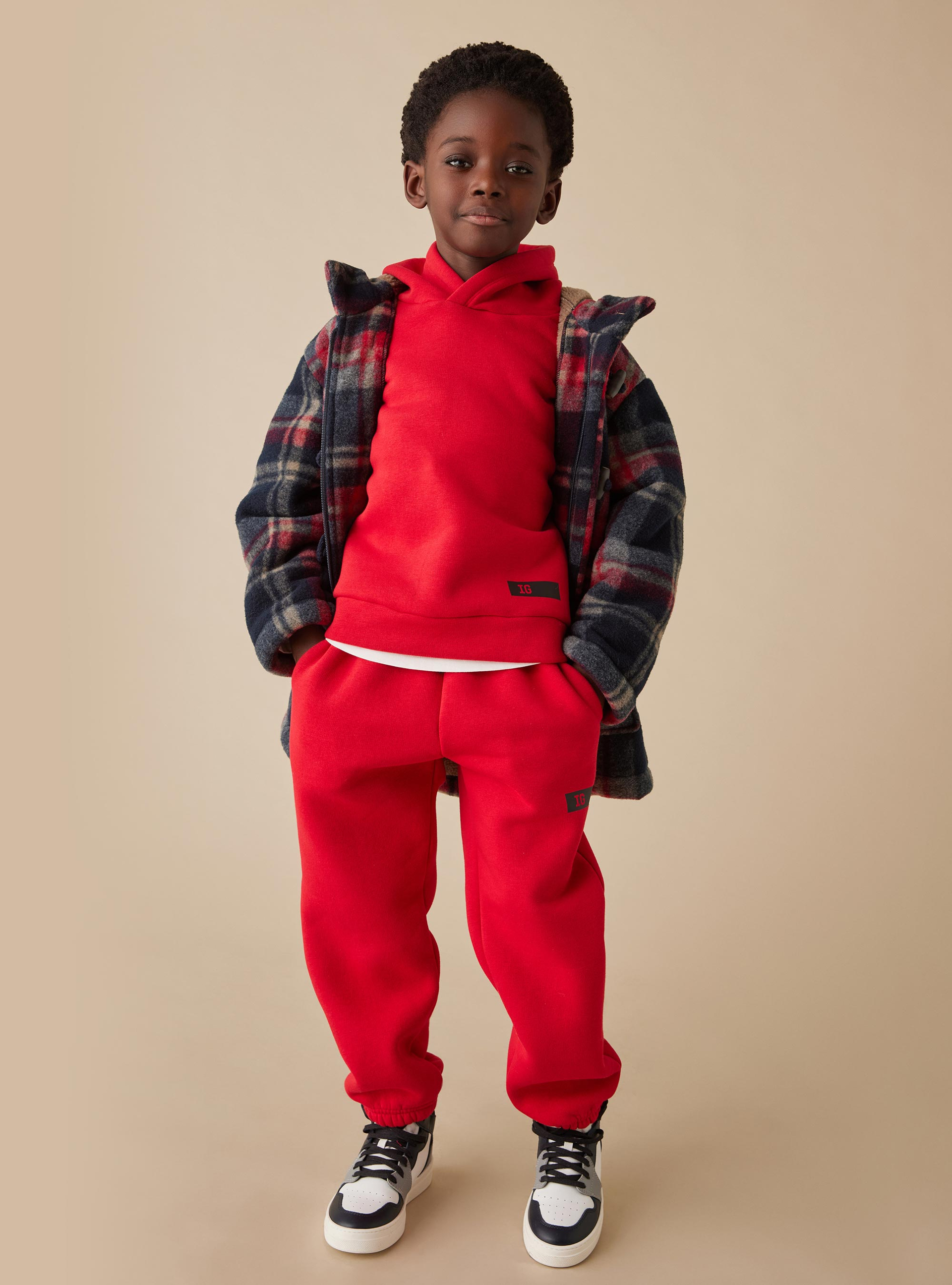 Cotton fleece joggers - Red | Il Gufo