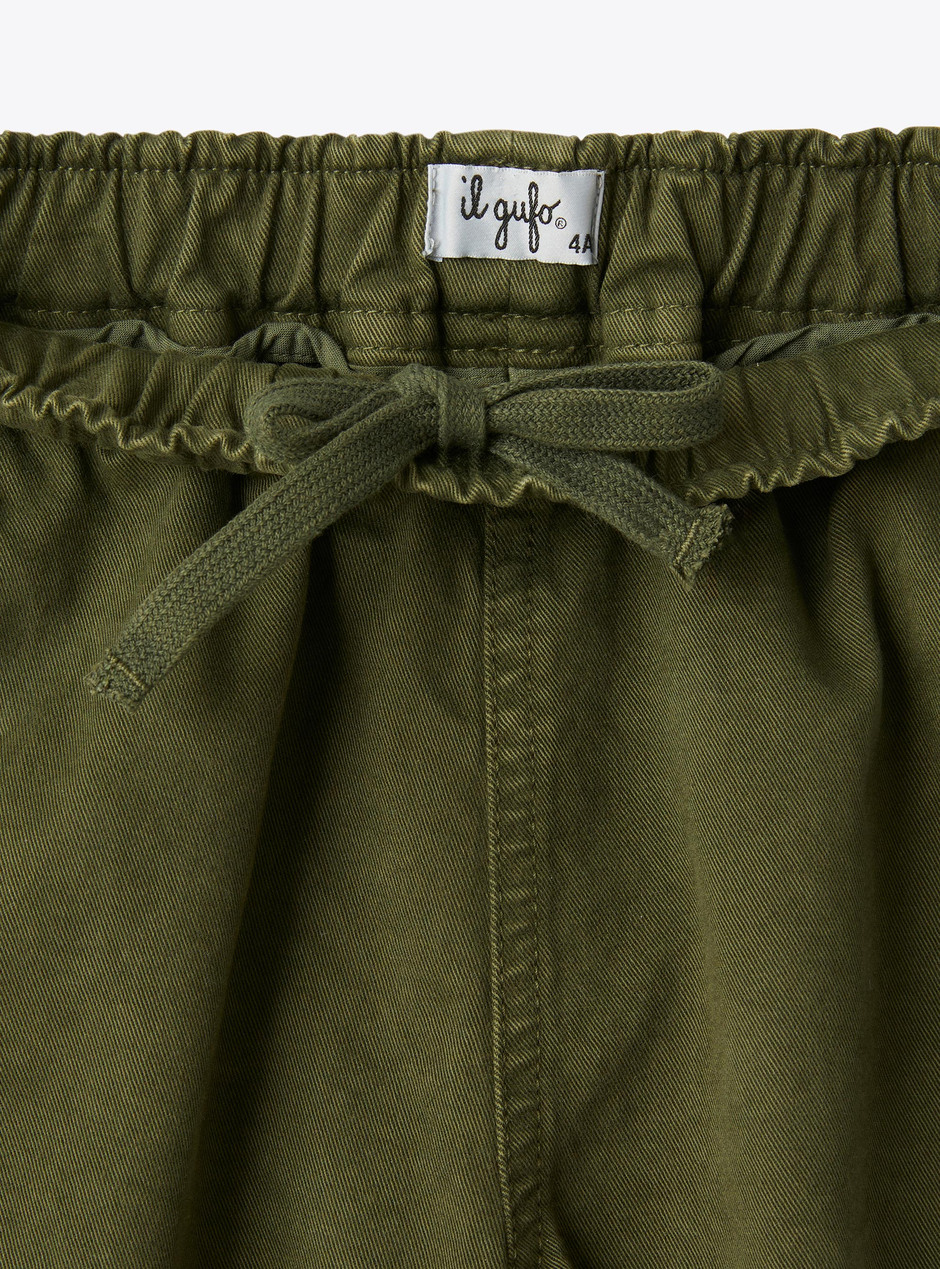 Carrot fit pants in stretch cotton gabardine - Green | Il Gufo