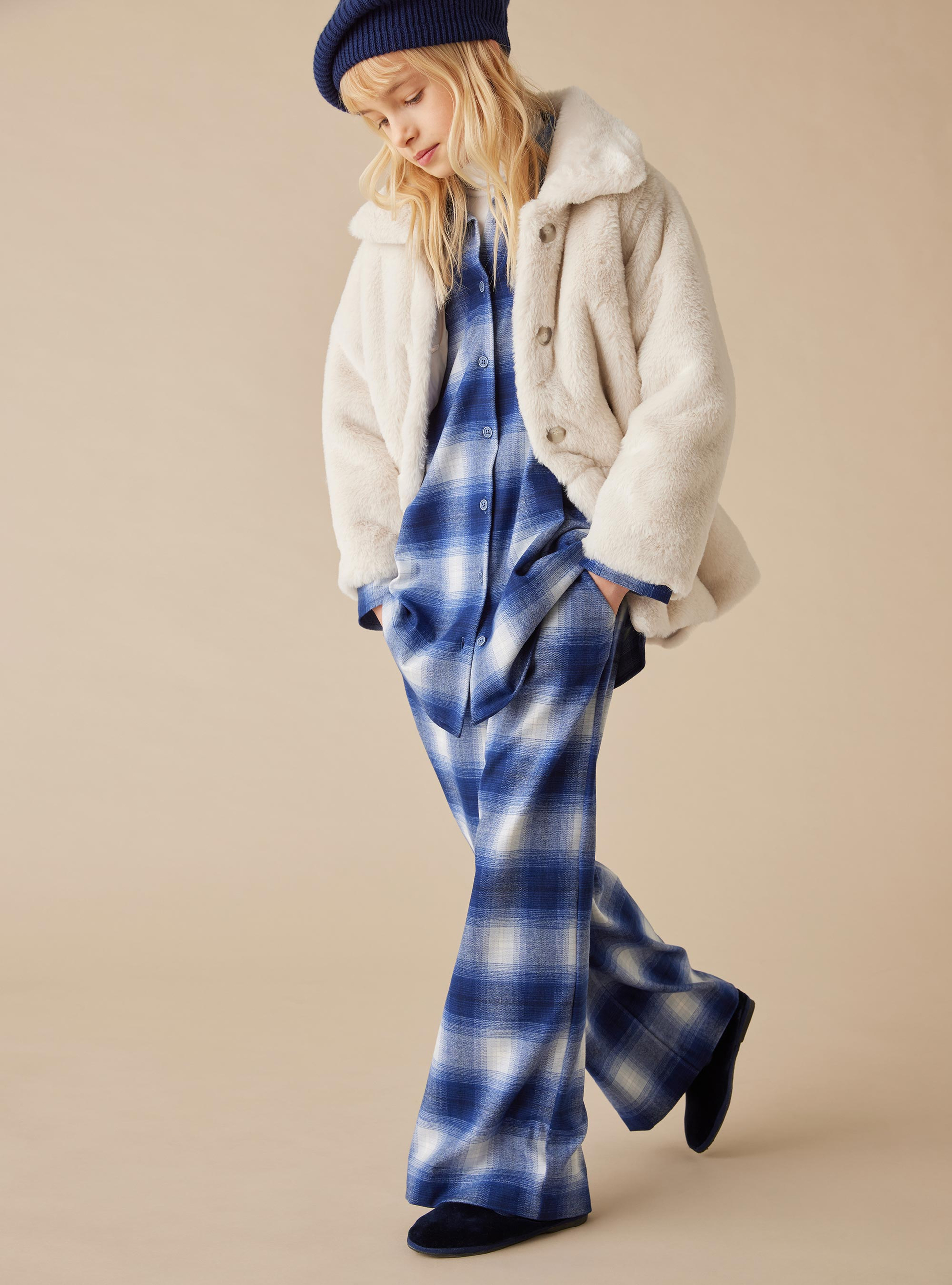 Pantalone palazzo in tecno lana - Blu | Il Gufo