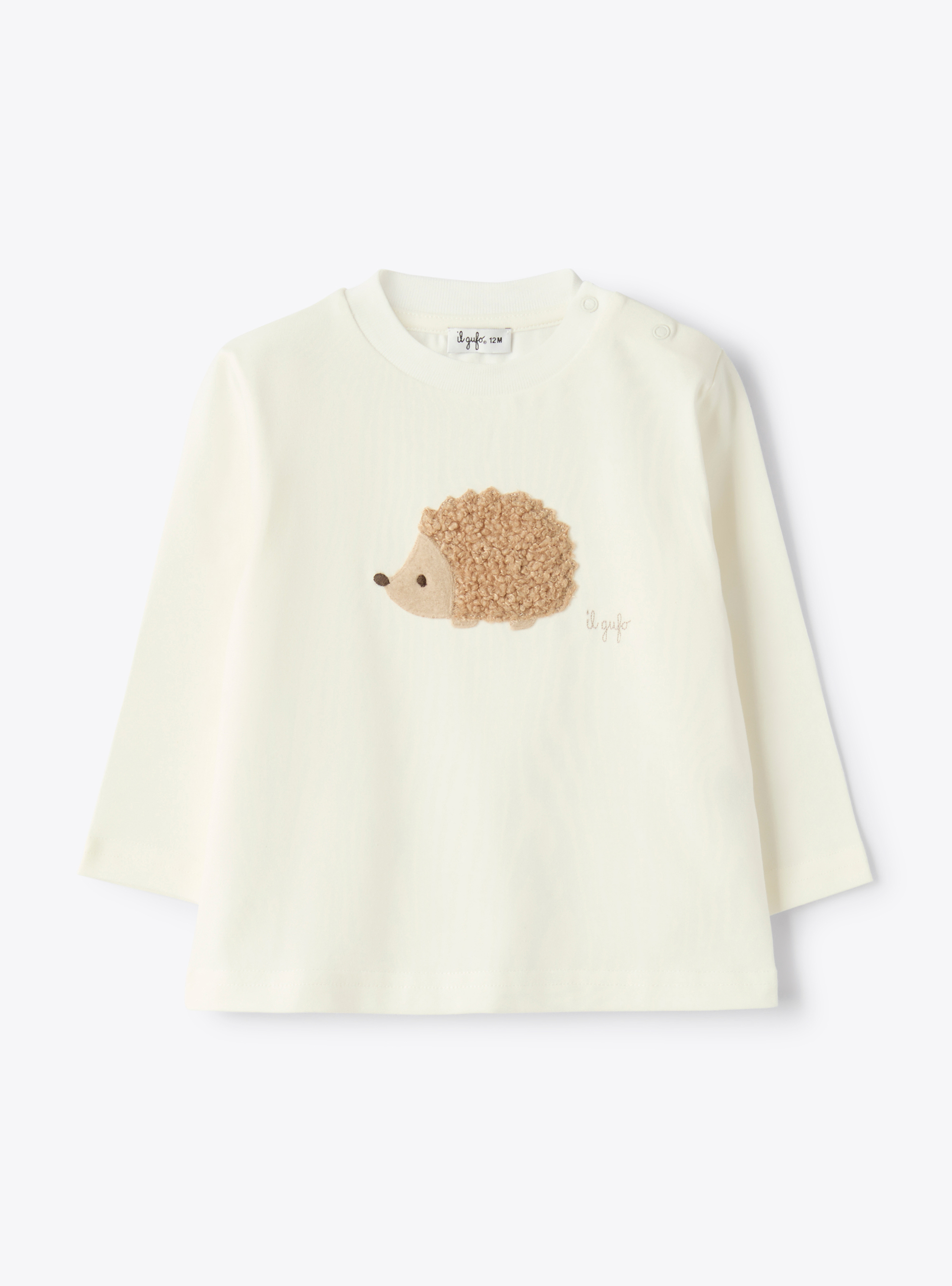 T-shirt in jersey con applicazione - Bianco | Il Gufo