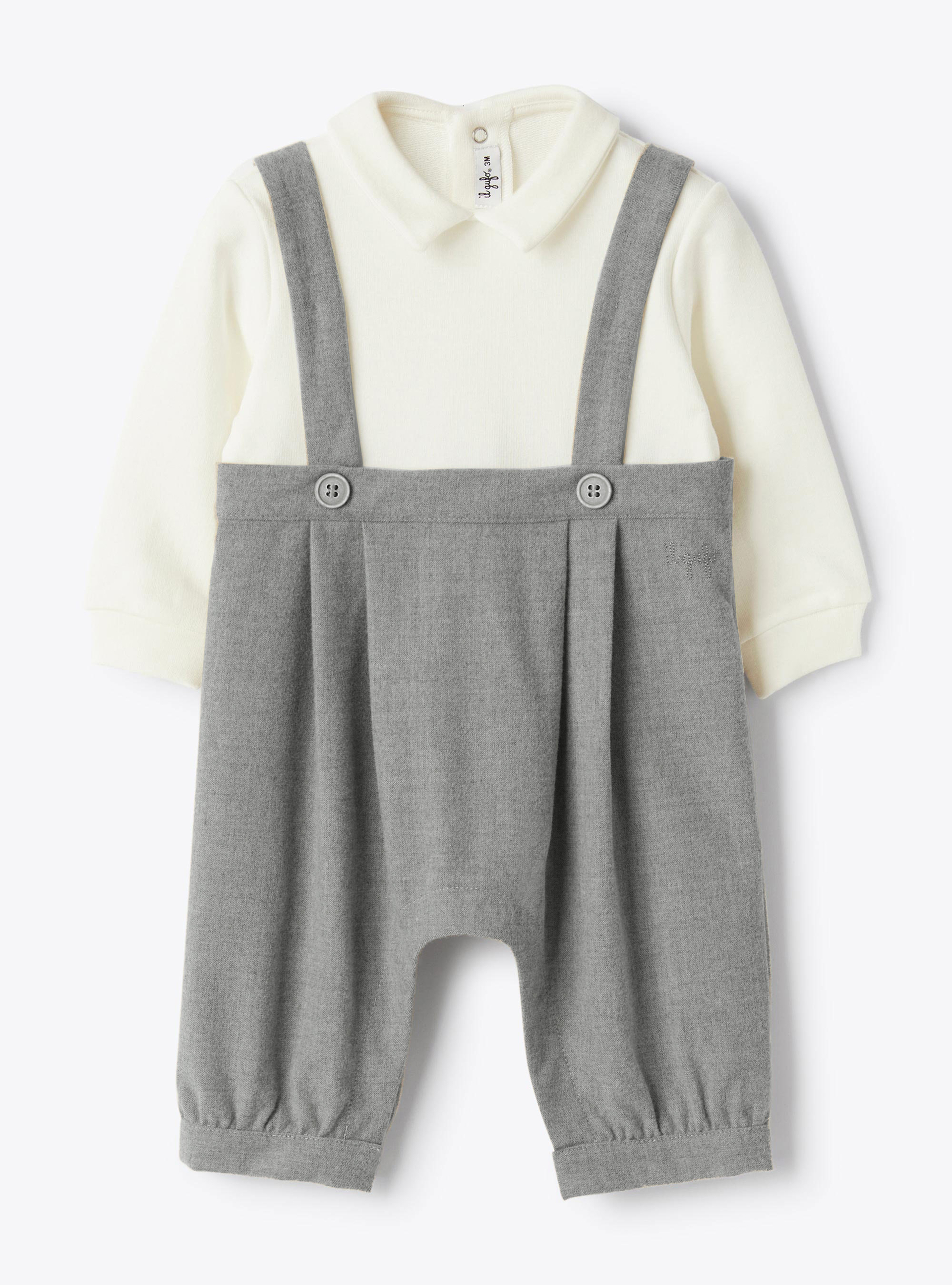 Jumpsuit in Milano knit and techno-wool - Grey | Il Gufo