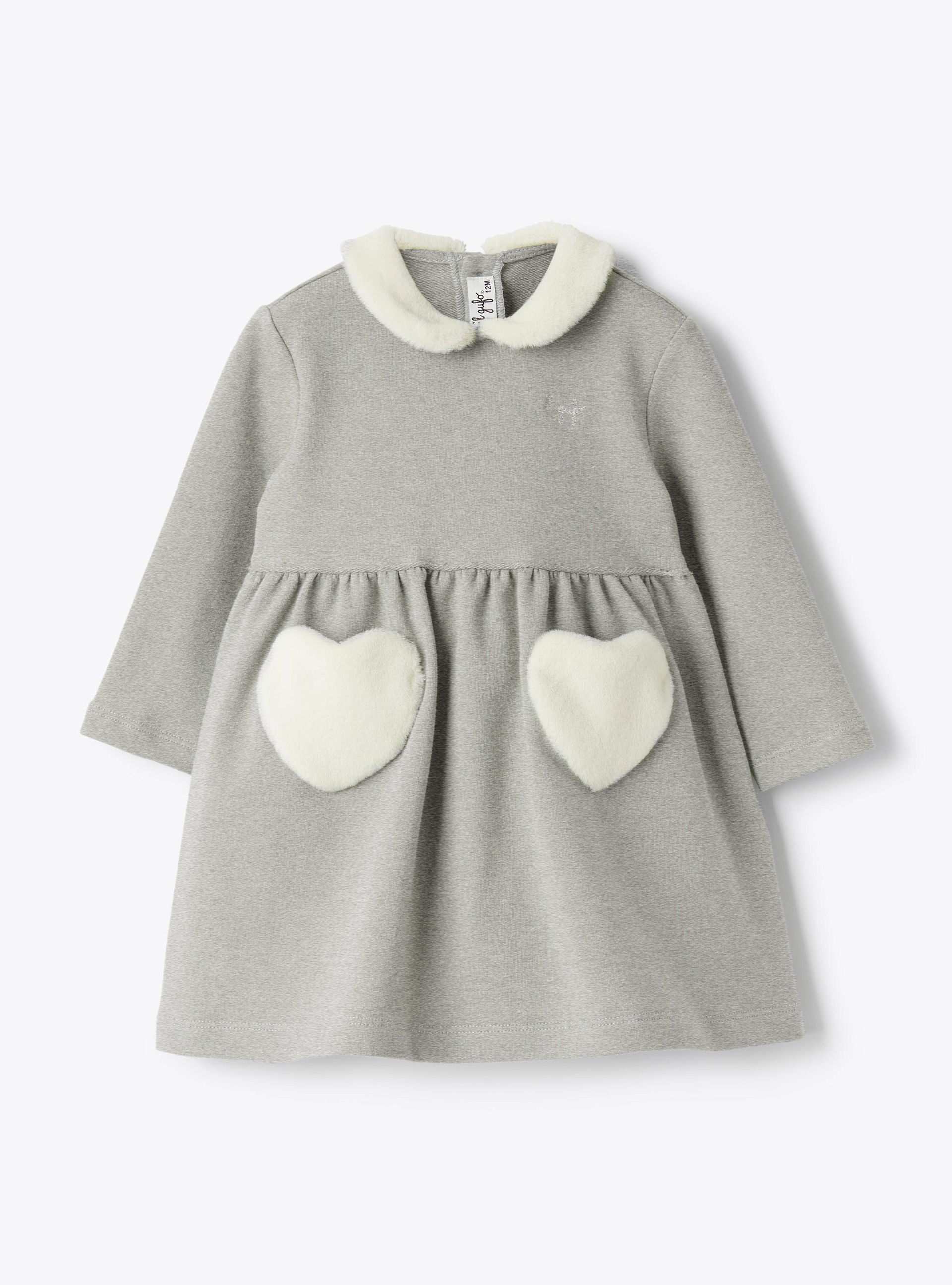Cotton fleece dress with eco-fur insert - Dresses - Il Gufo