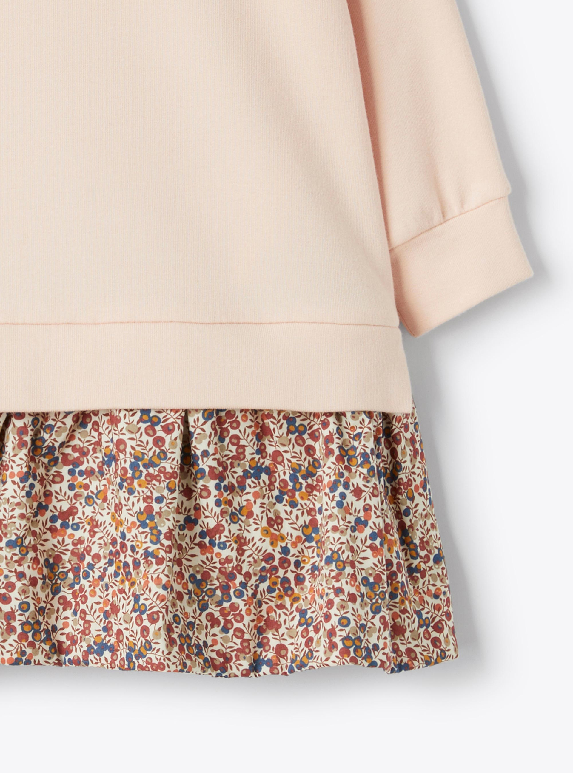 Cotton fleece and Liberty Fabric dress - Pink | Il Gufo