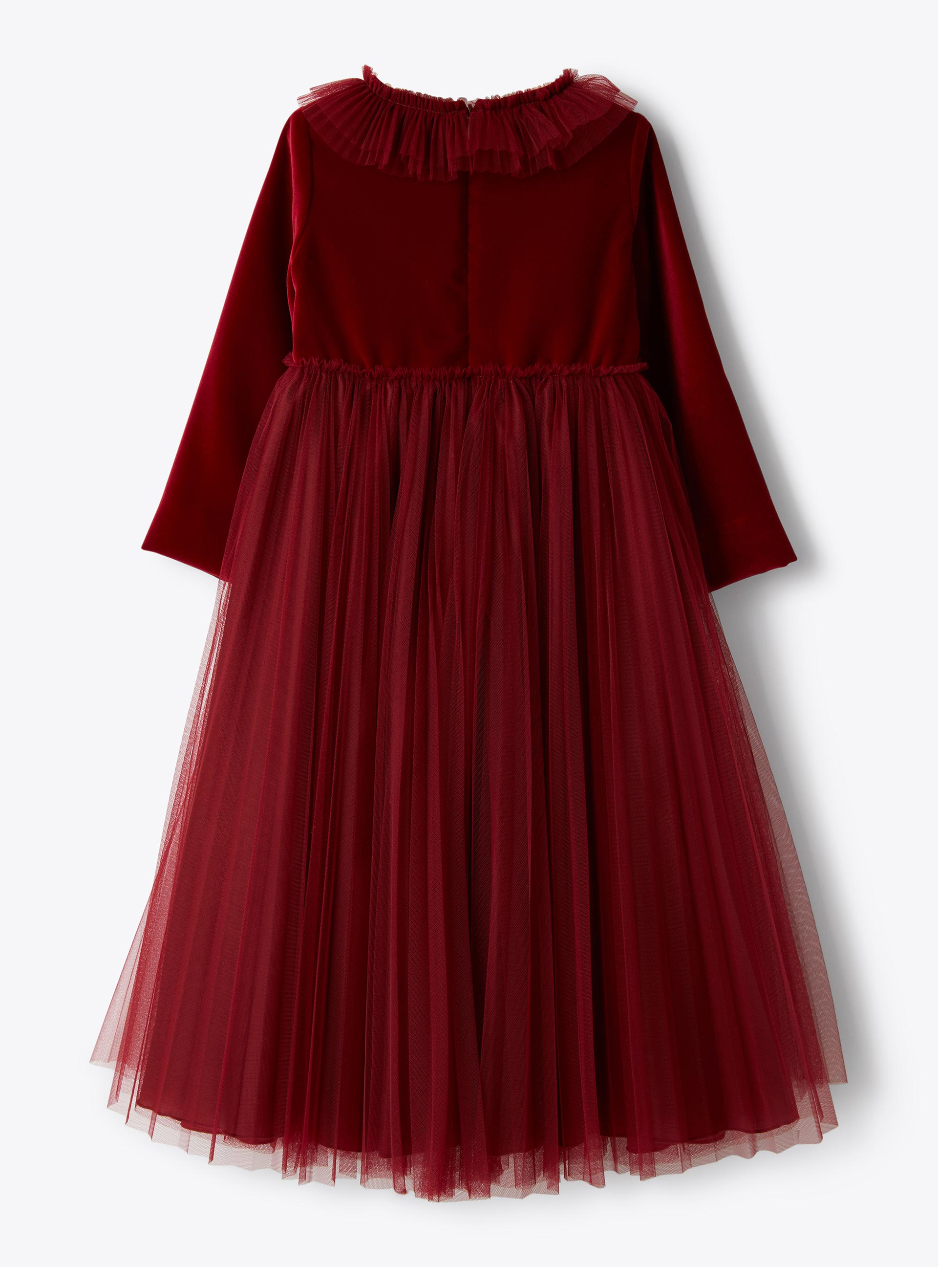 Robe en velours et tulle plissé - Rouge | Il Gufo