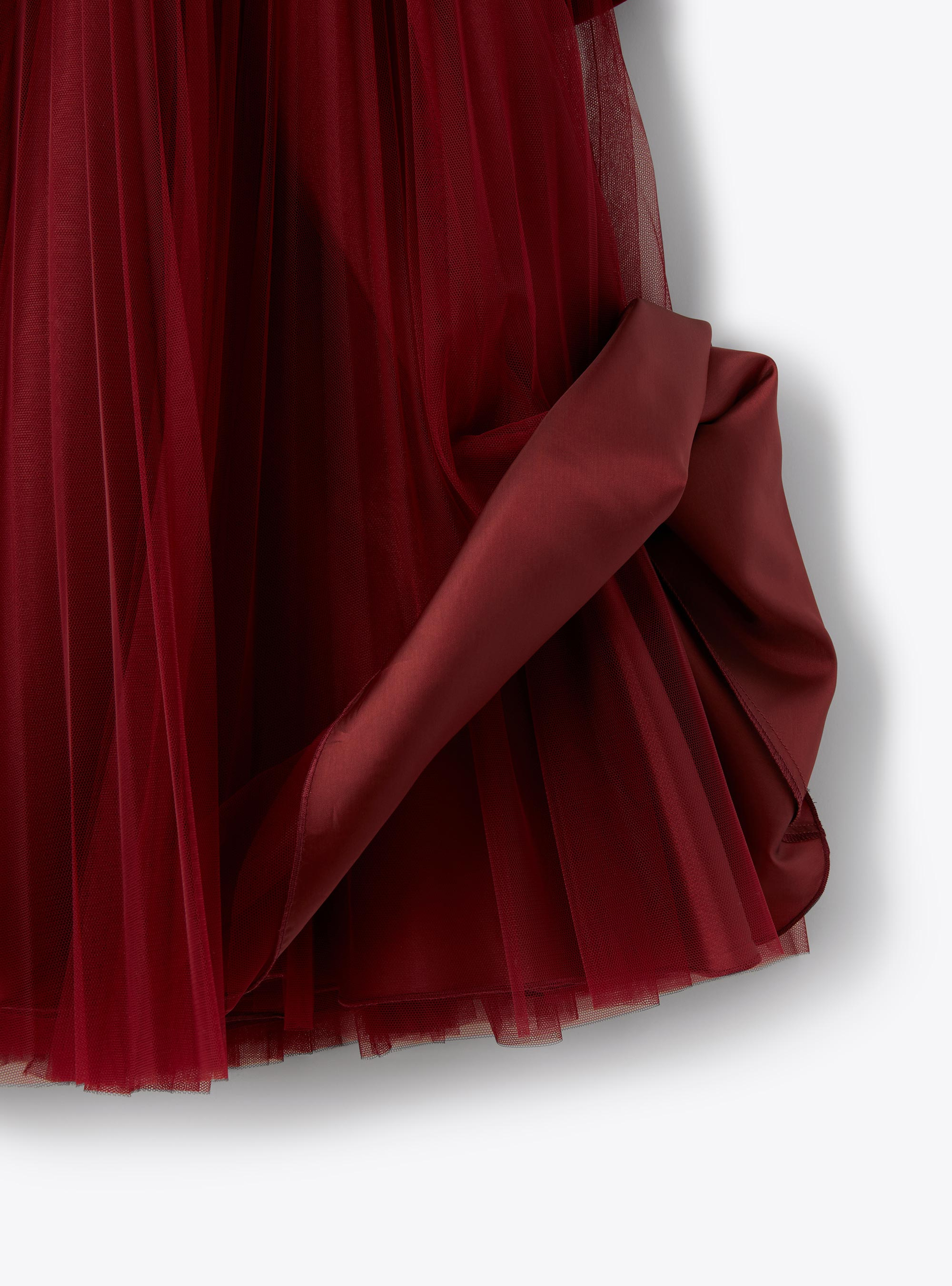 Robe en velours et tulle plissé - Rouge | Il Gufo