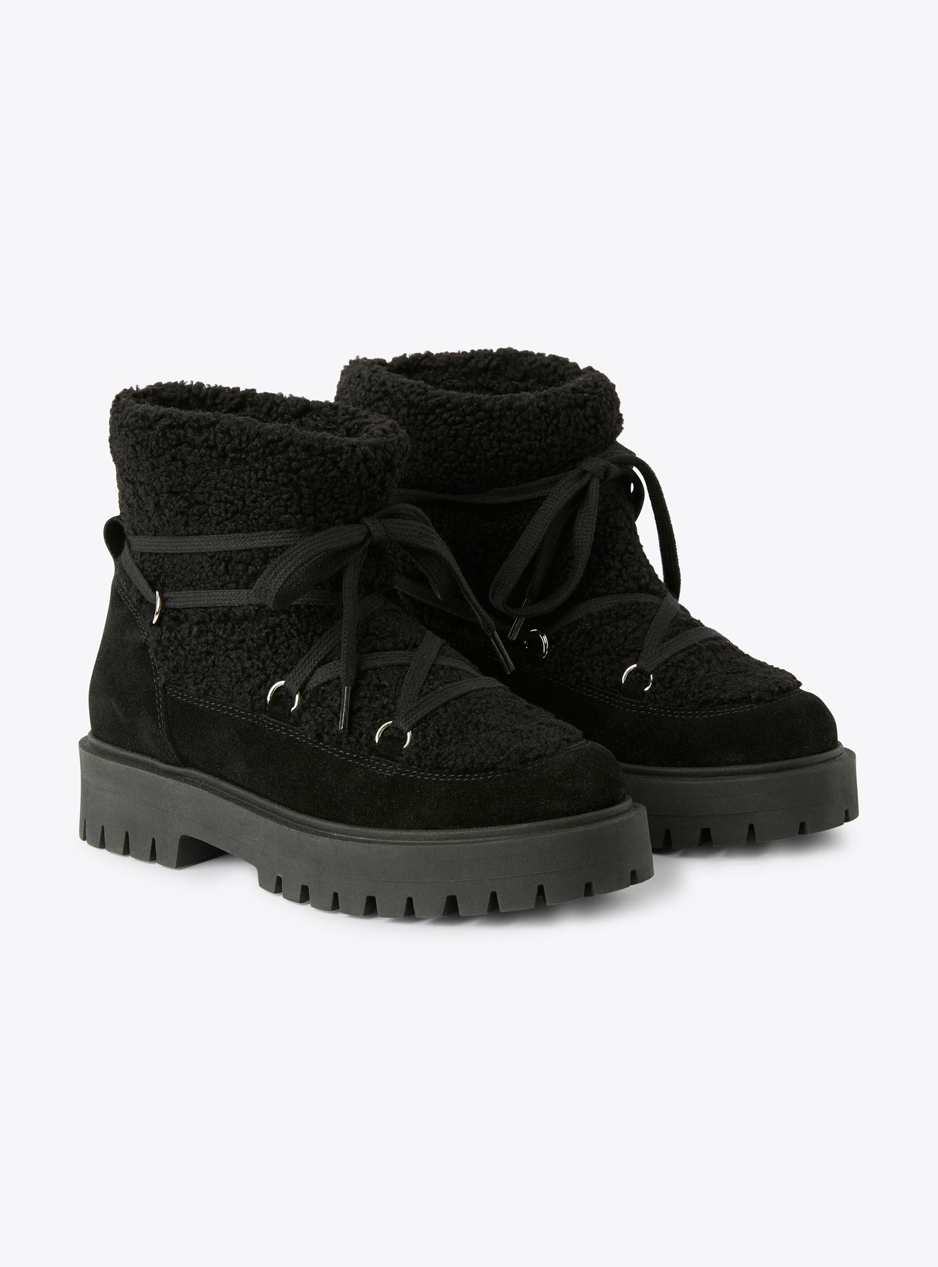 Curly wool and nubuck ankle boots - Shoes - Il Gufo